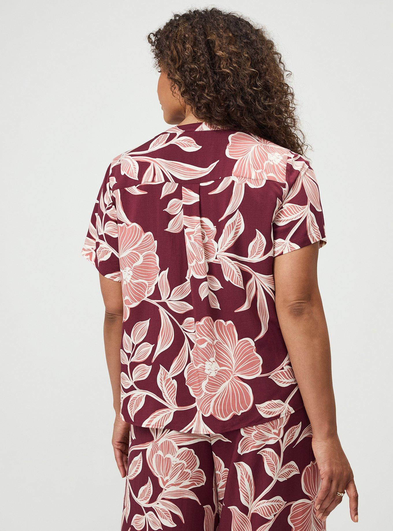 Harper Challis Short Sleeve Blouse, NOVA FLORAL PLUM, alternate