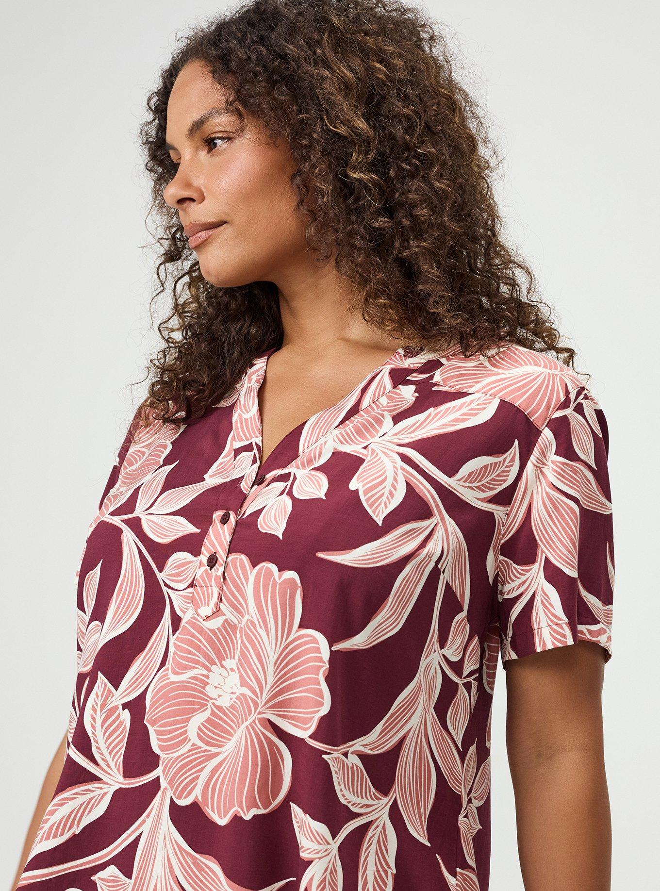 Harper Challis Short Sleeve Blouse, NOVA FLORAL PLUM, alternate
