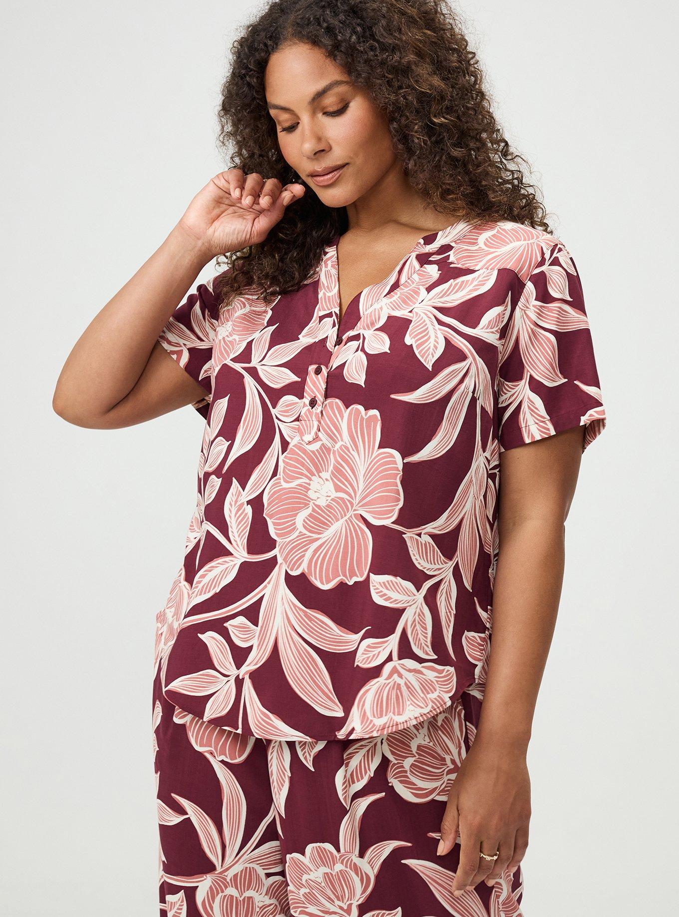 Harper Challis Short Sleeve Blouse, NOVA FLORAL PLUM, alternate