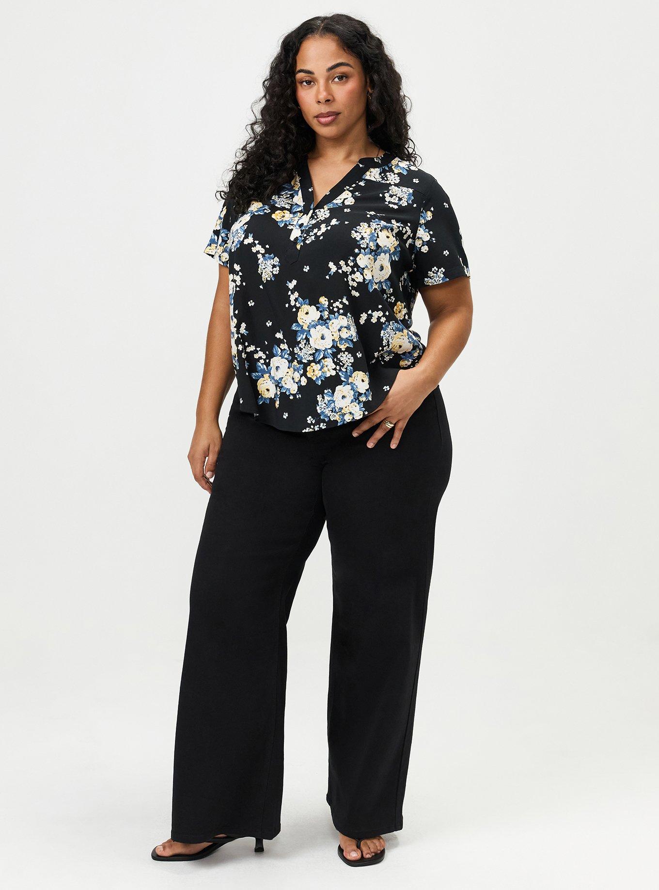 Harper Challis Short Sleeve Blouse, MARCIE ROSE FLORAL BLACK, alternate