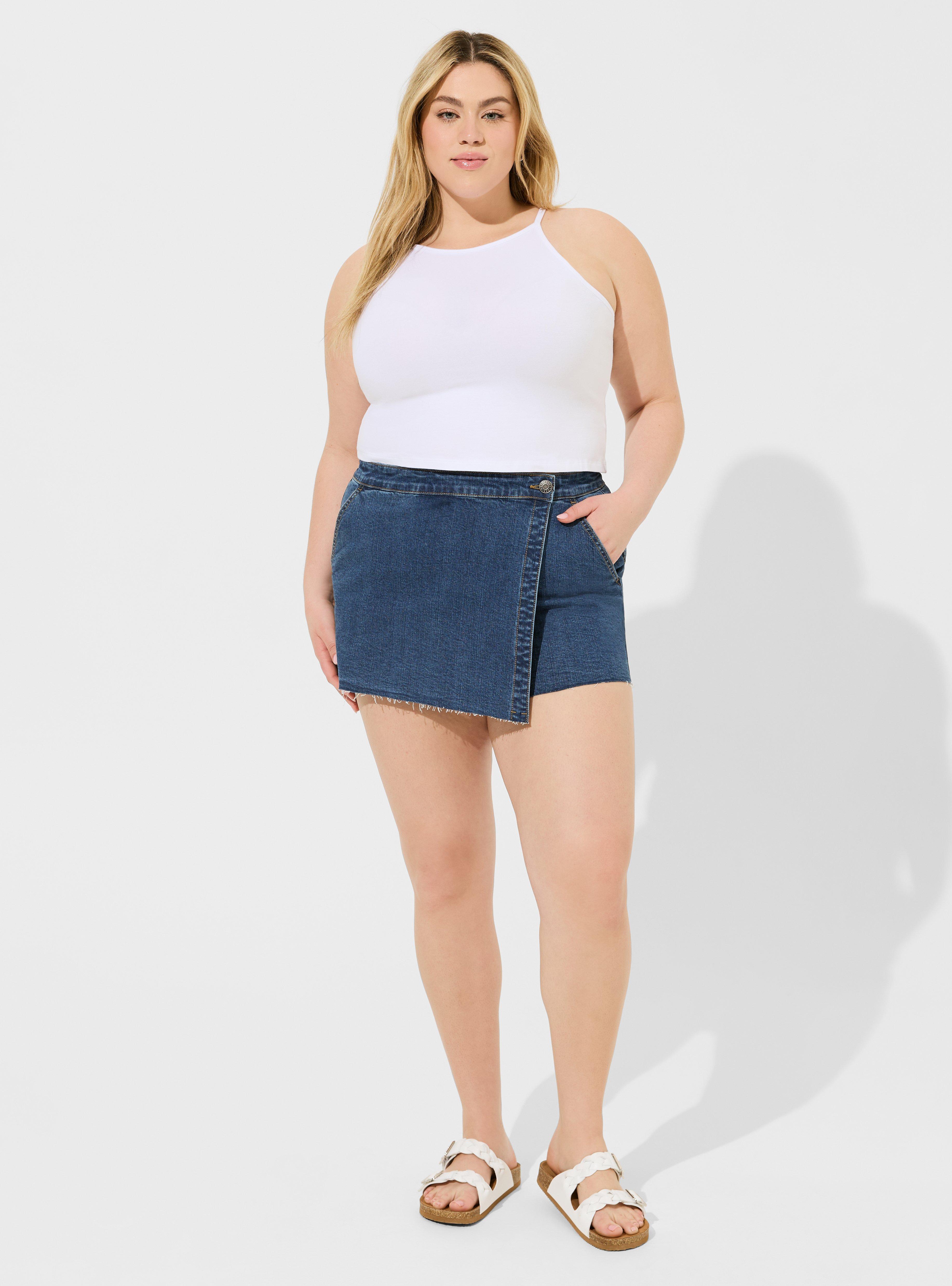 Mid-Rise Vintage Stretch Denim Skort