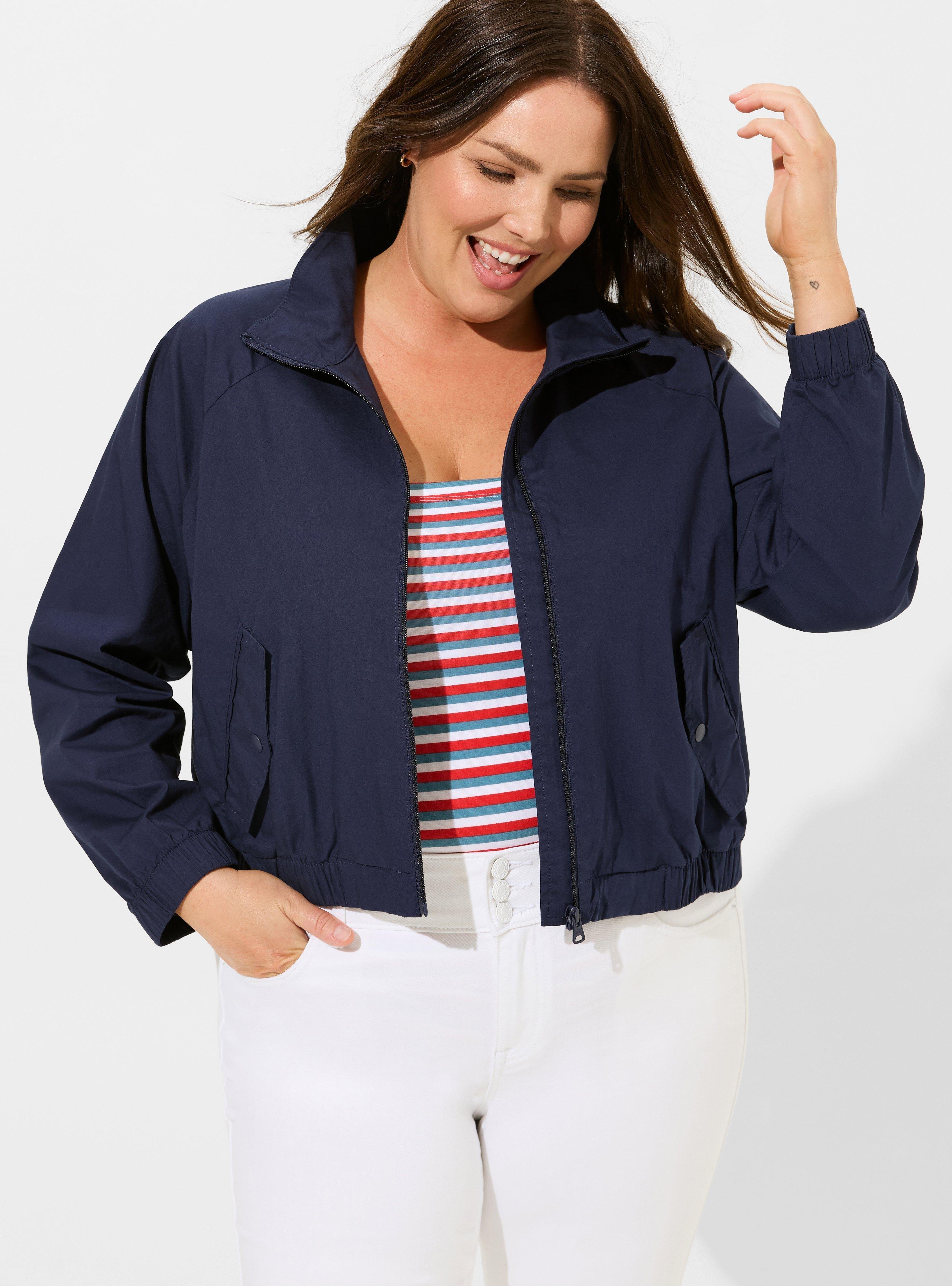 Plus Size - Stretch Poplin Bomber Jacket - Torrid