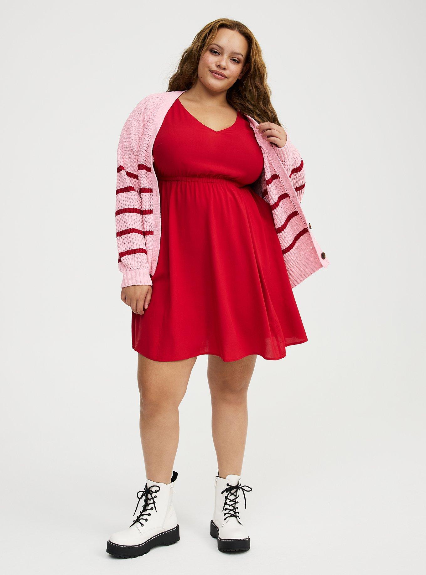 V-Neck Elastic Waist Mini Dress