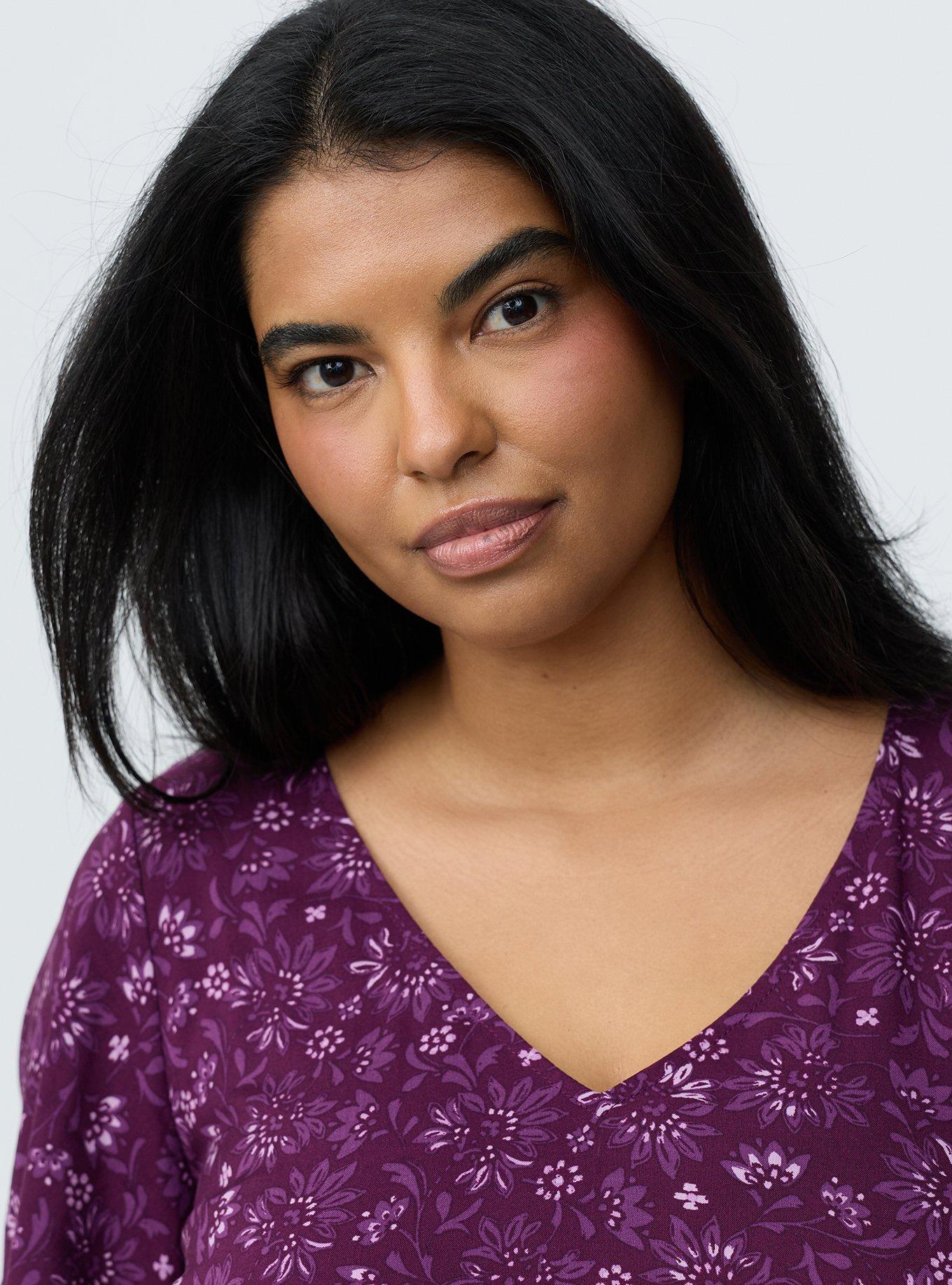 V-Neck Elastic Waist Mini Dress, FLOATING ON JACOBIEN PURPLE, alternate