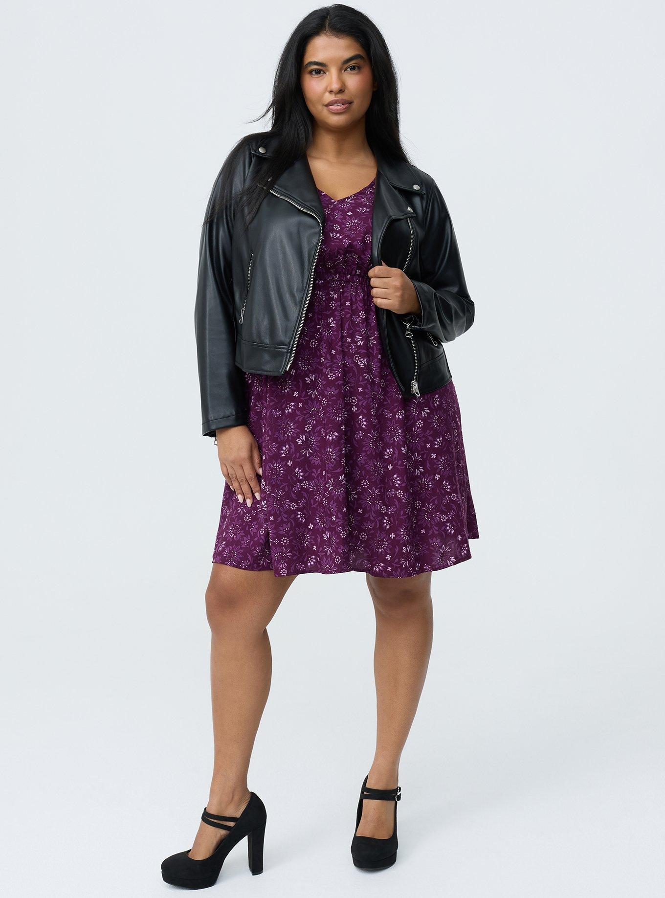 V-Neck Elastic Waist Mini Dress, FLOATING ON JACOBIEN PURPLE, alternate