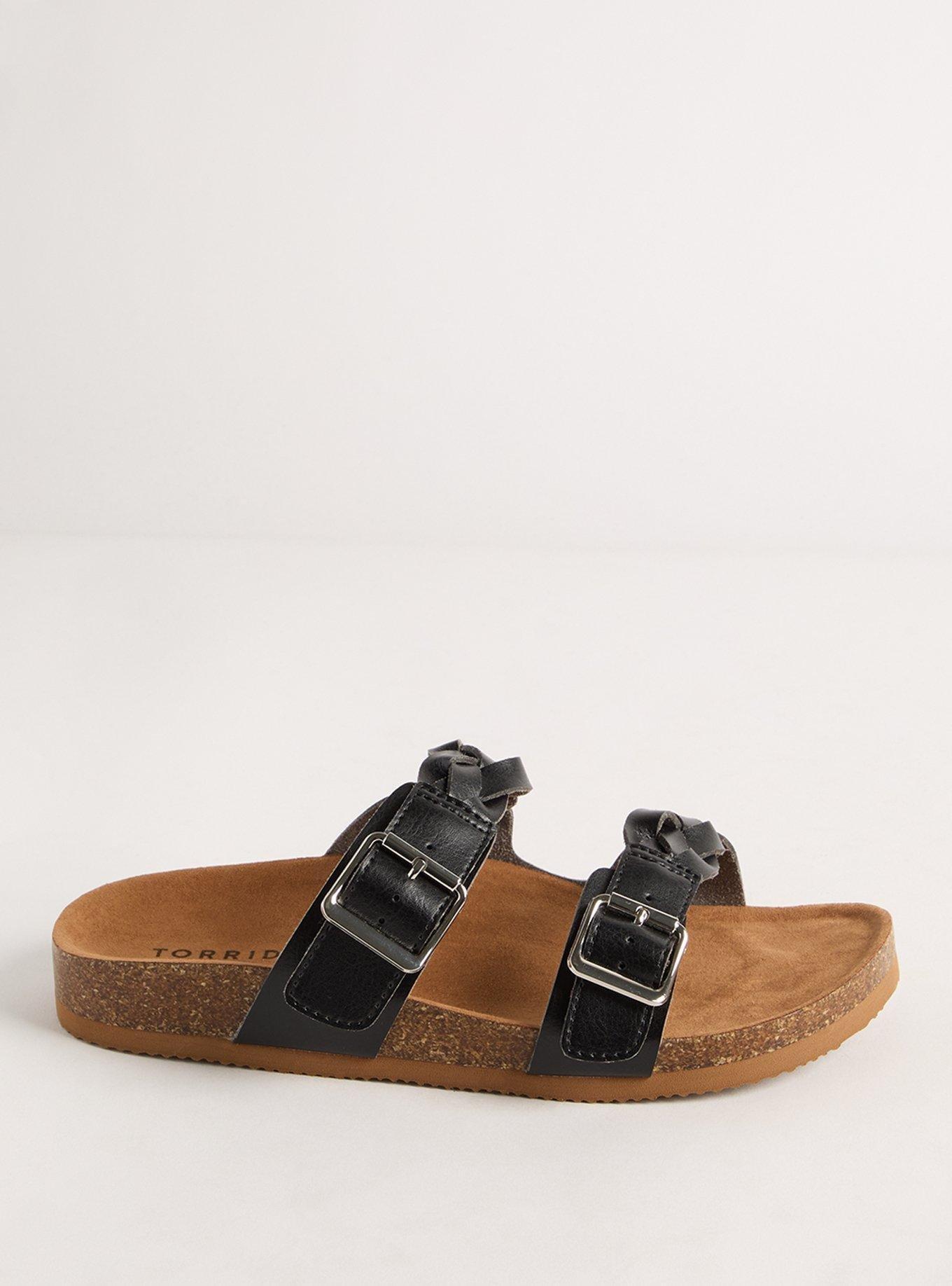 Double Buckle Braided Footbed Slide (WW)