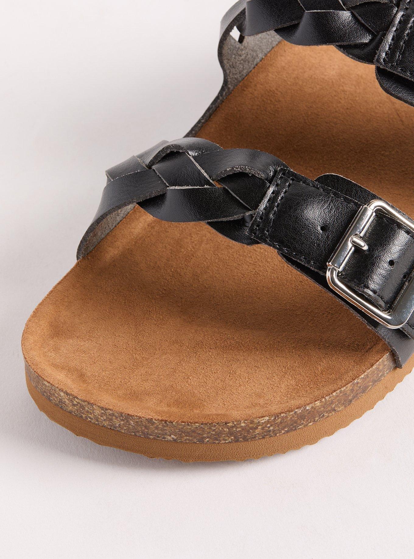 Double Buckle Braided Footbed Slide (WW