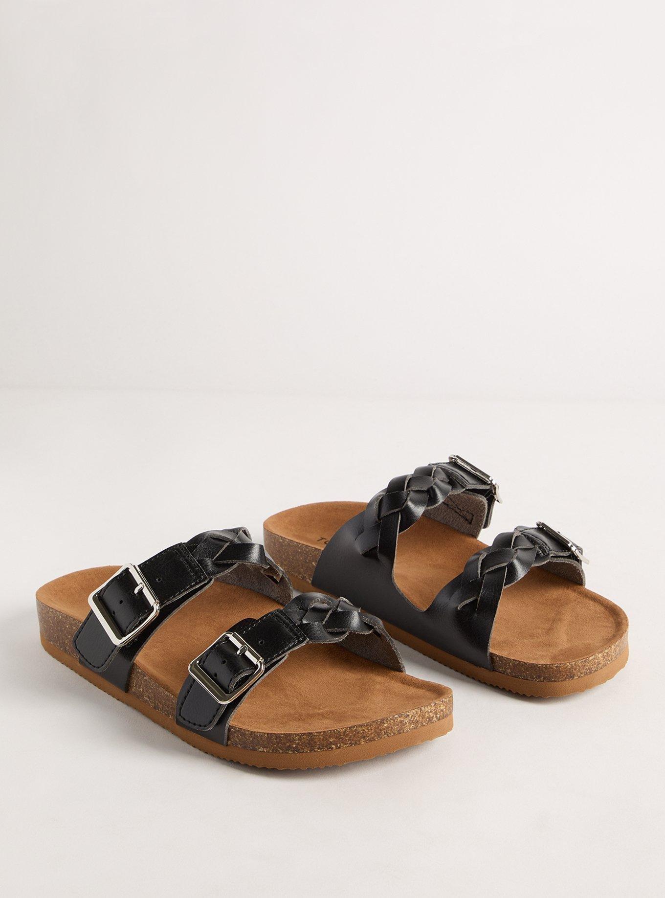 Double Buckle Braided Footbed Slide (WW