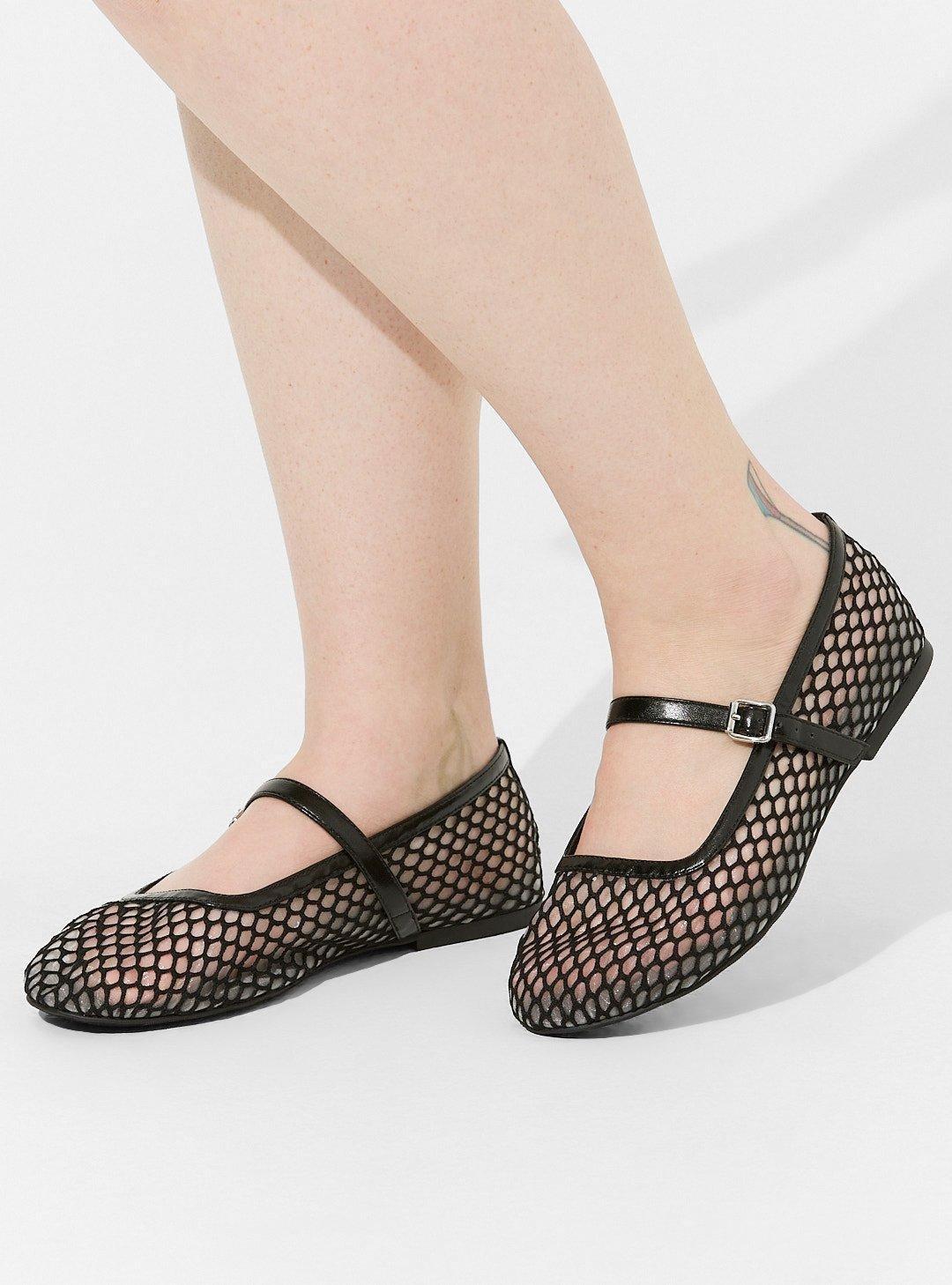 Fishnet Mary Jane Flat (WW)