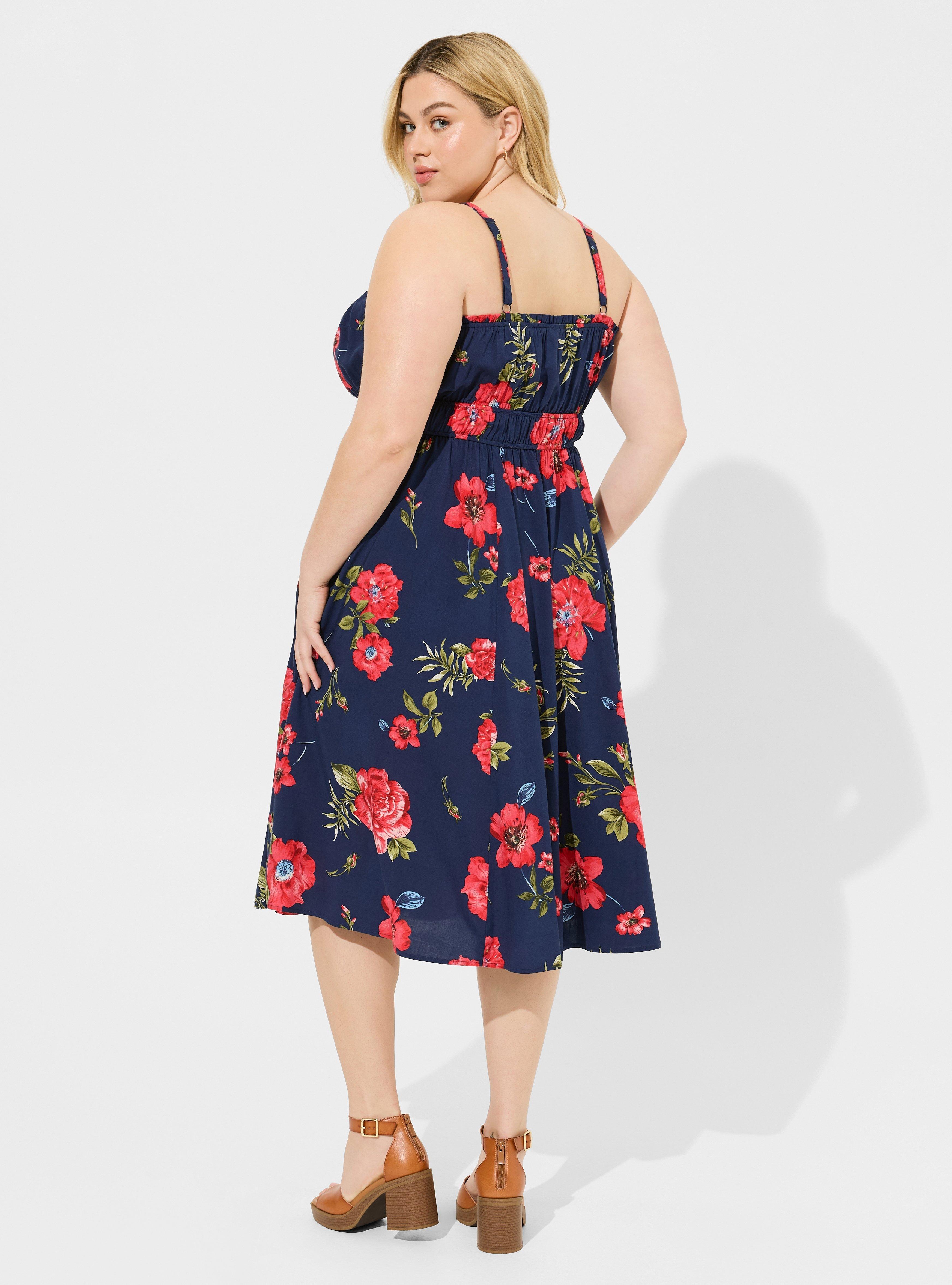 Midi Challis Sleeveless A-Line Dress