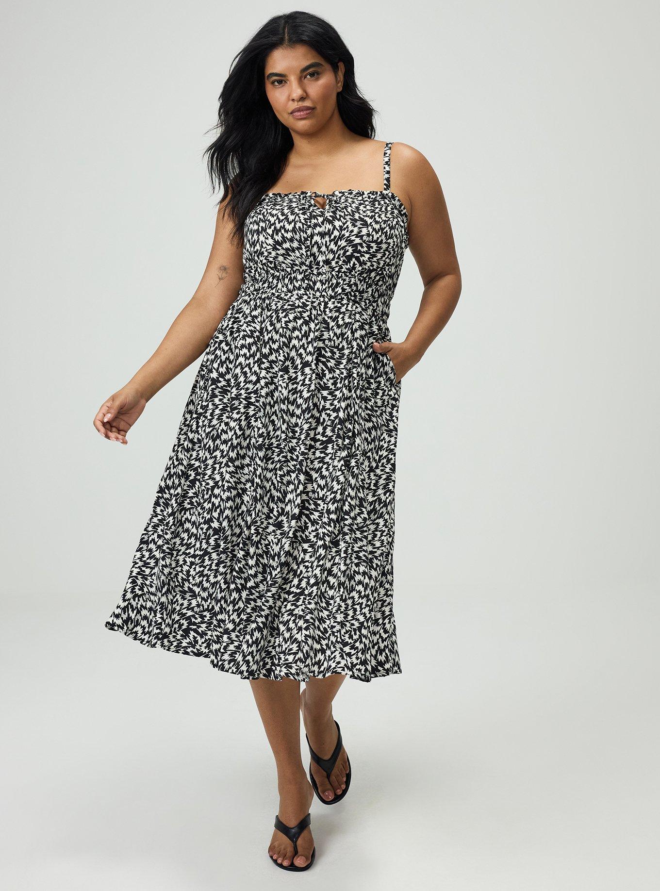 A-Line Midi Dress, WHIRLWIND BLACK, hi-res