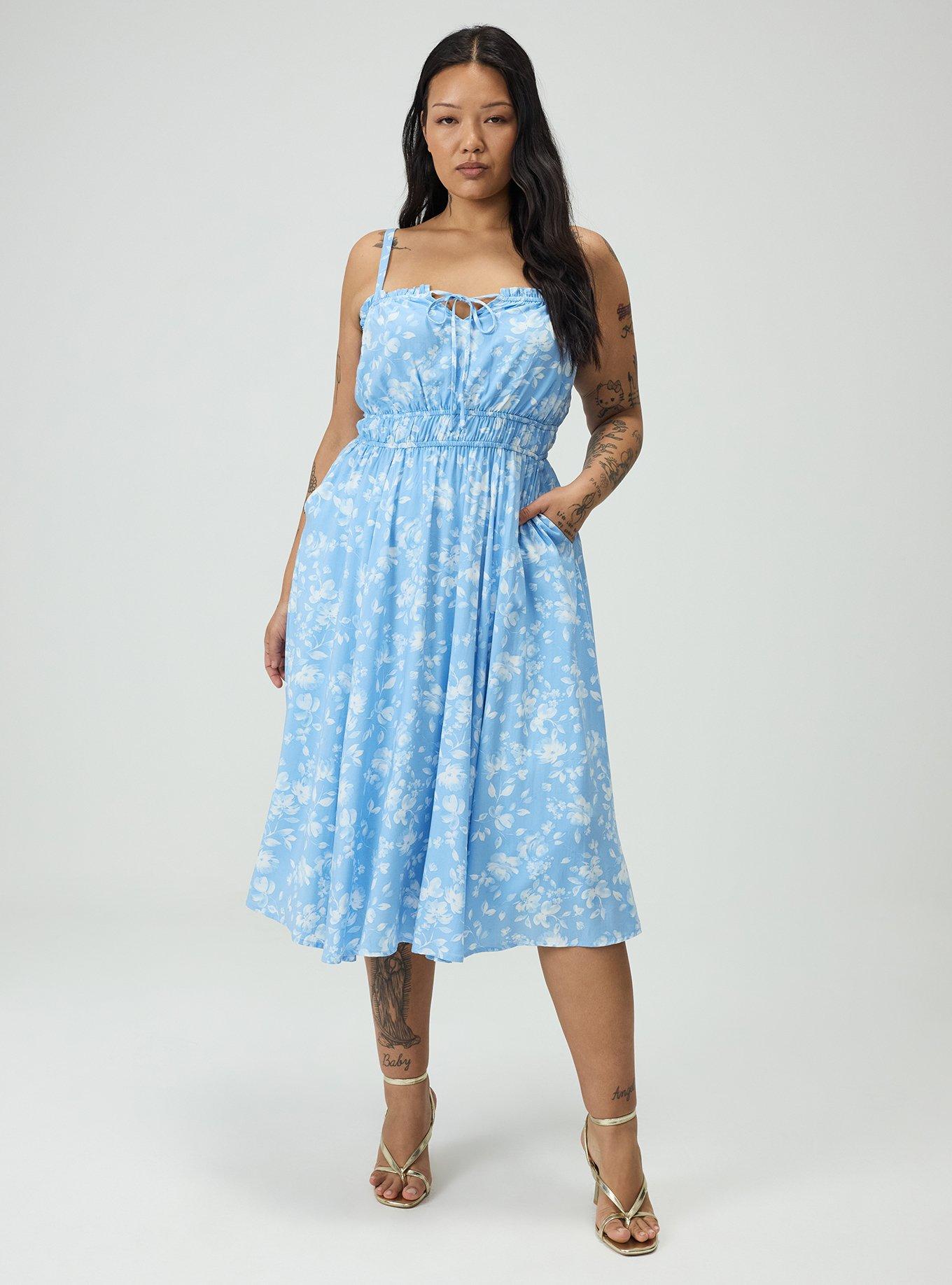 A-Line Midi Dress, FLORENCE FLORAL BLUE, hi-res