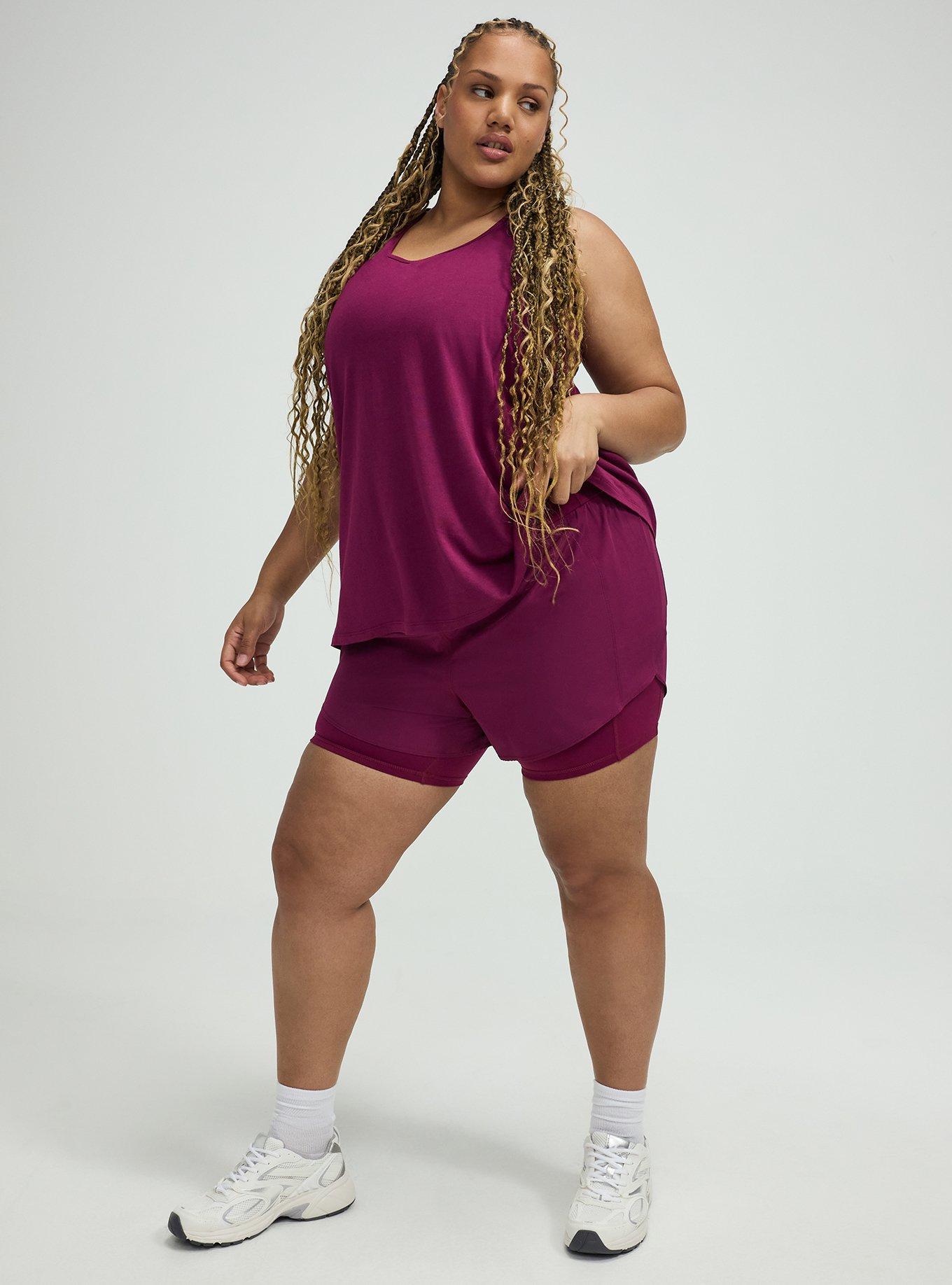 TRU 4-Way Stretch 2Fer Active Short, PLUM CASPIA, alternate