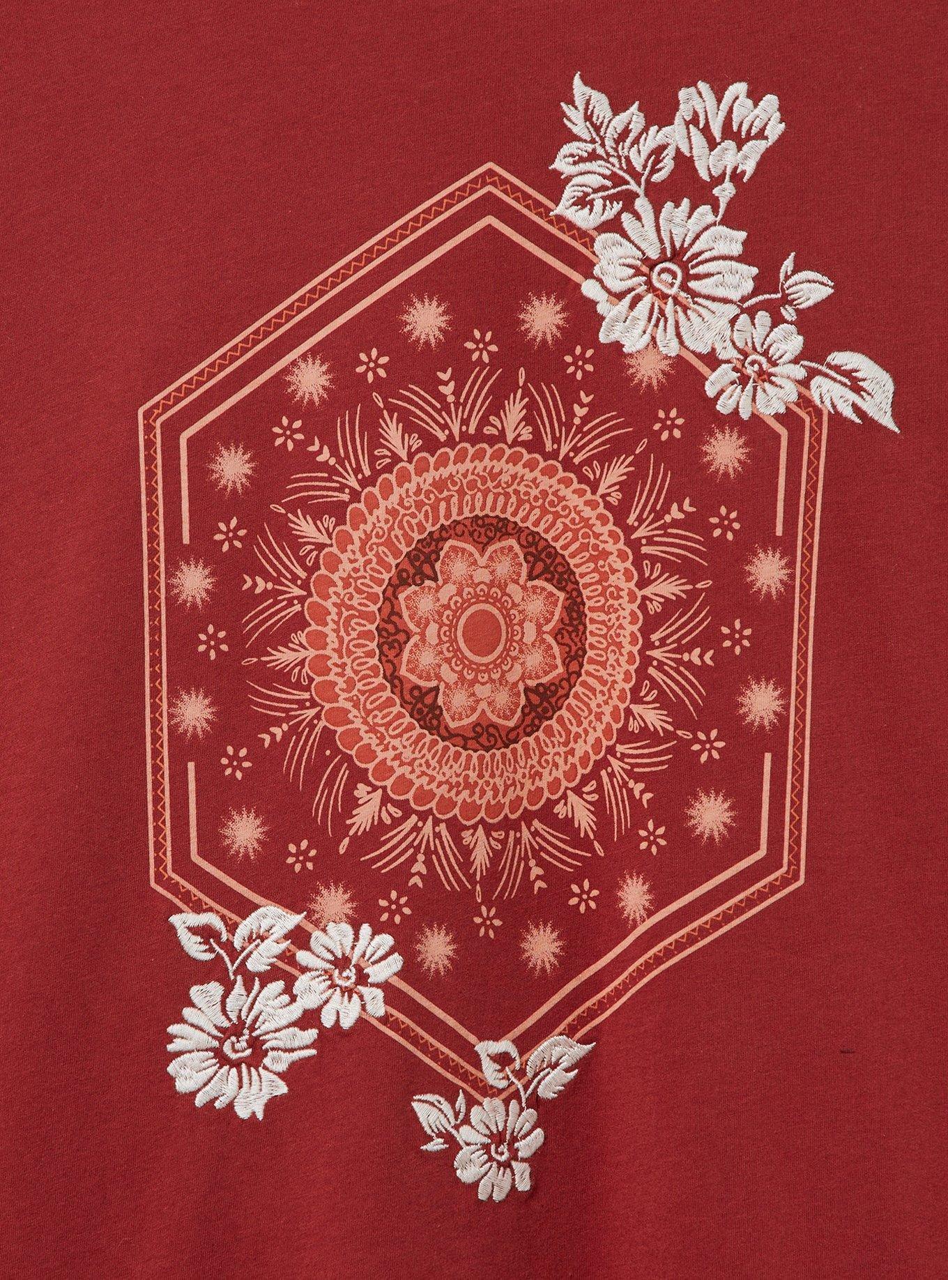 Mandala Relaxed Fit Heritage Jersey Hi-Neck Slash Cami, RED, alternate