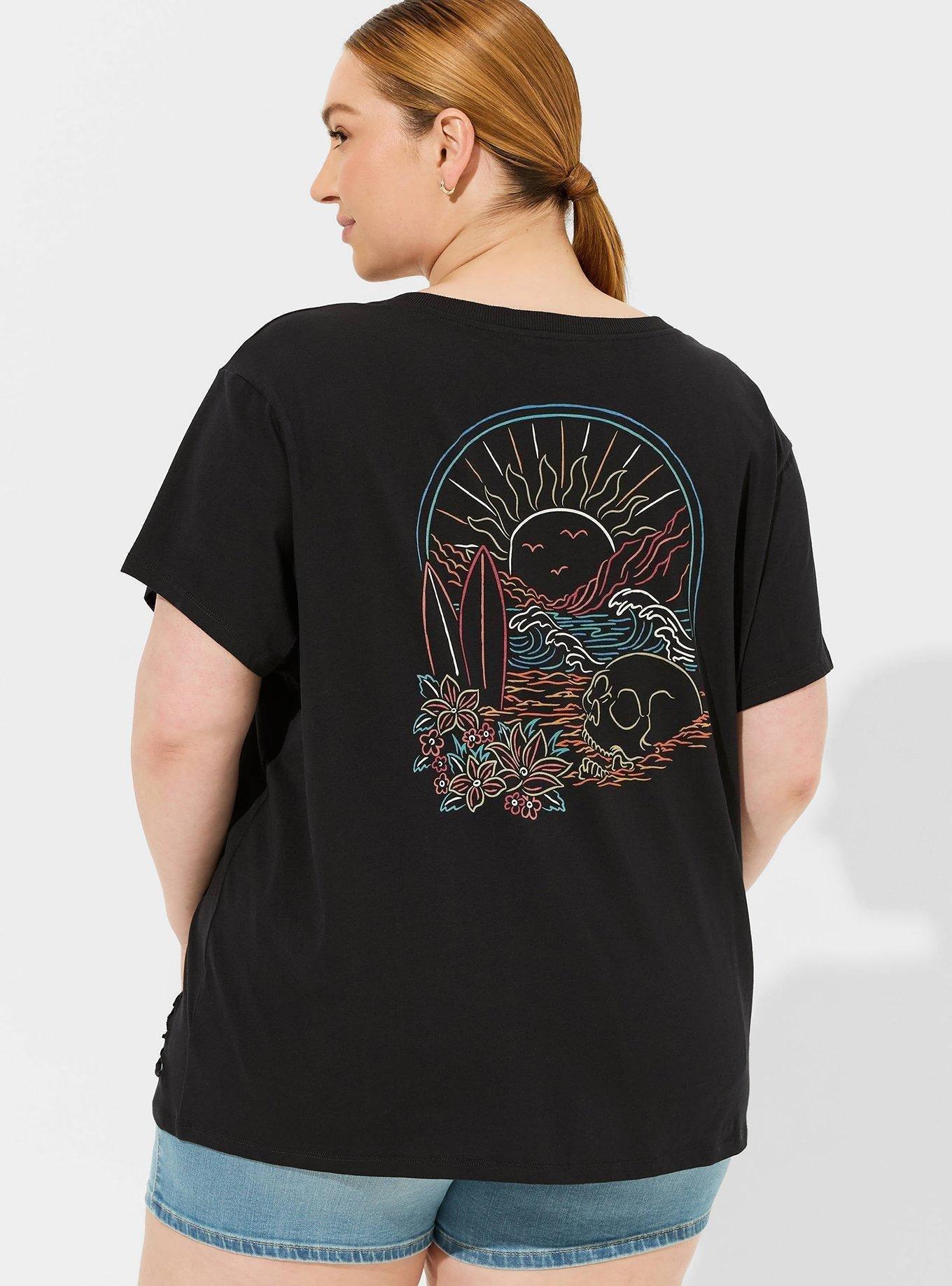 Plus Size Neon Beach Relax Fit Heritage Jersey Distressed Tee, ANTHRACITE, alternate