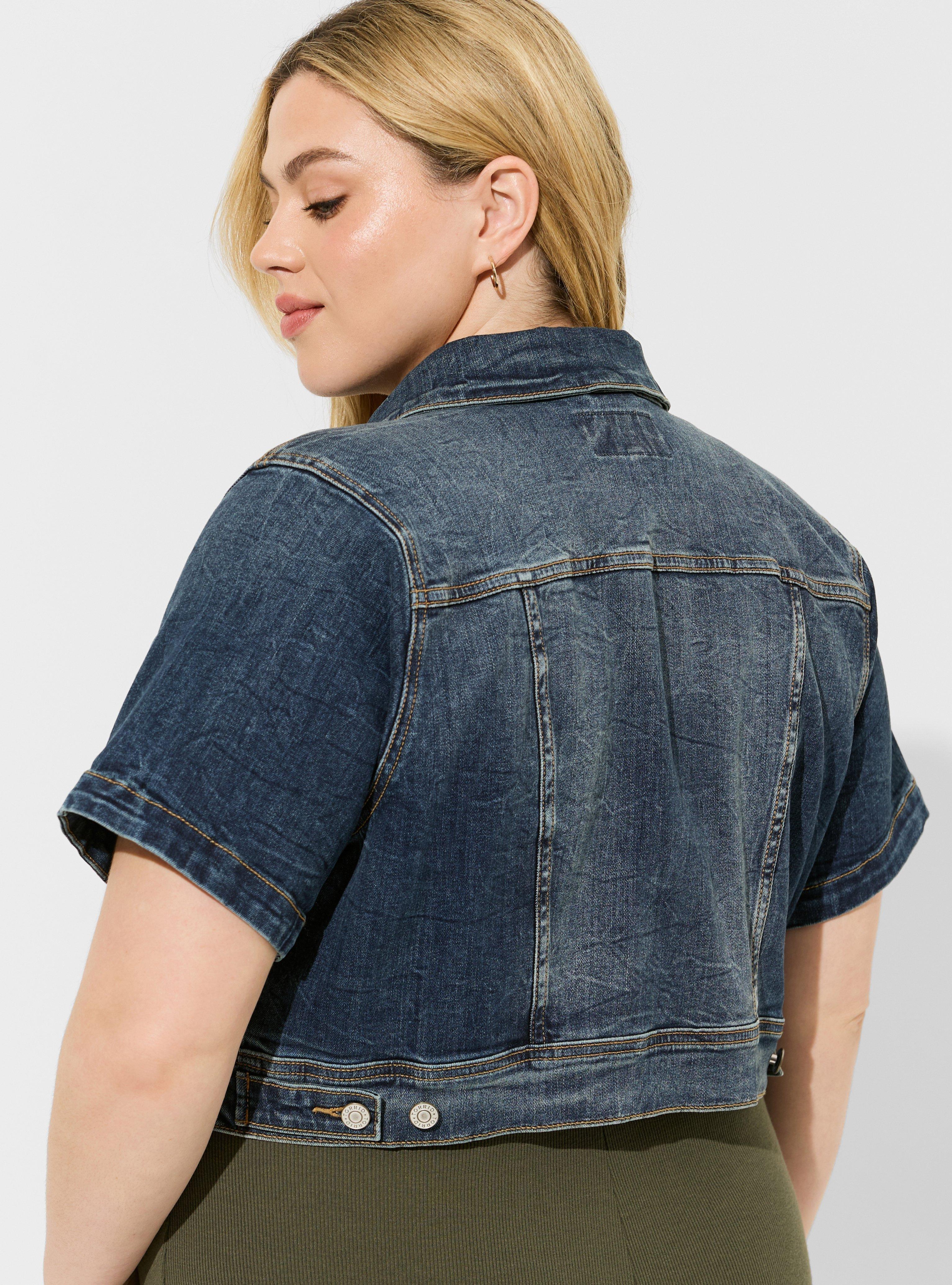 Denim Short Sleeve Cropped Trucker