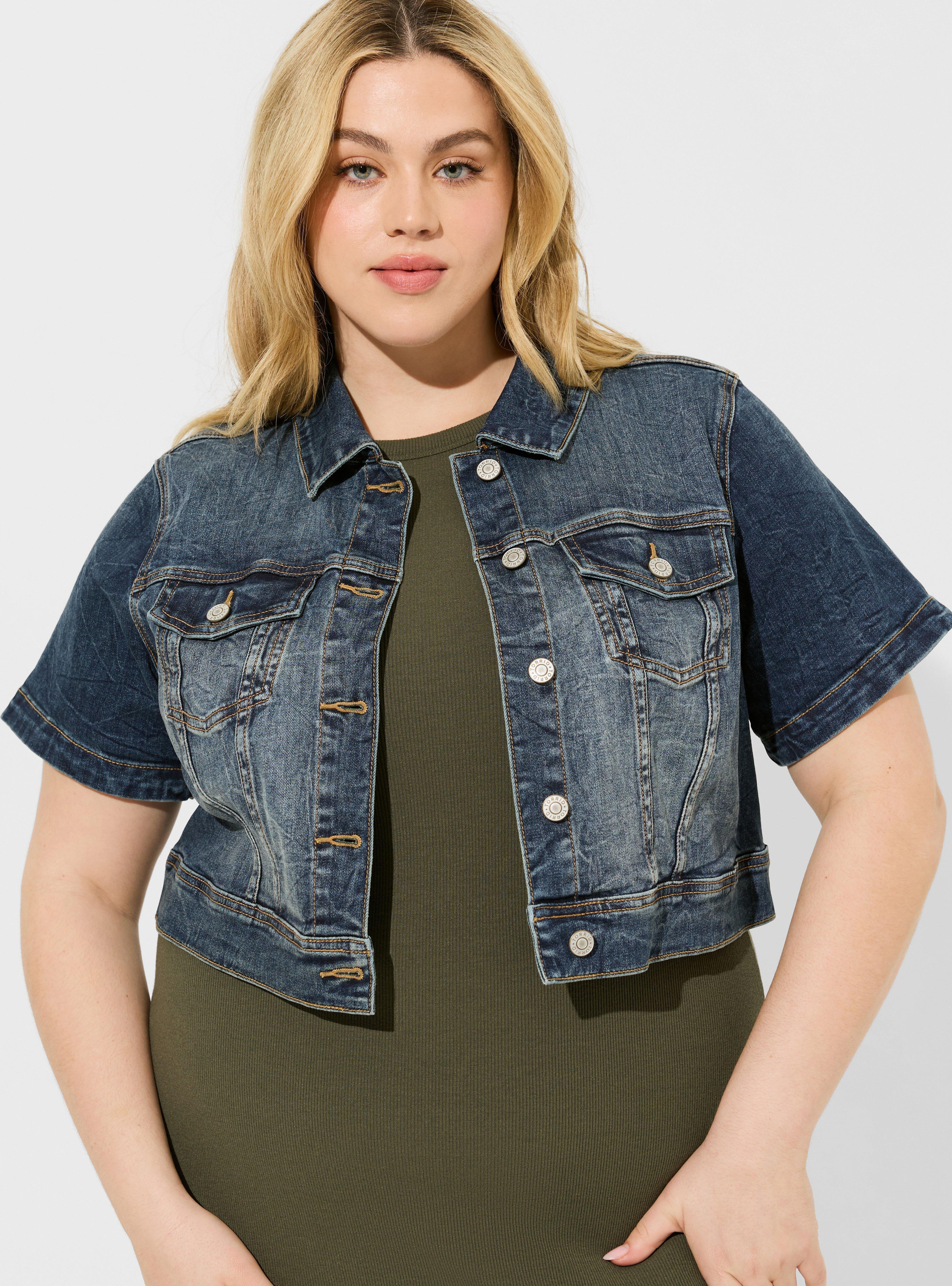 Cropped Trucker Jacket In Comfort-Stretch Denim