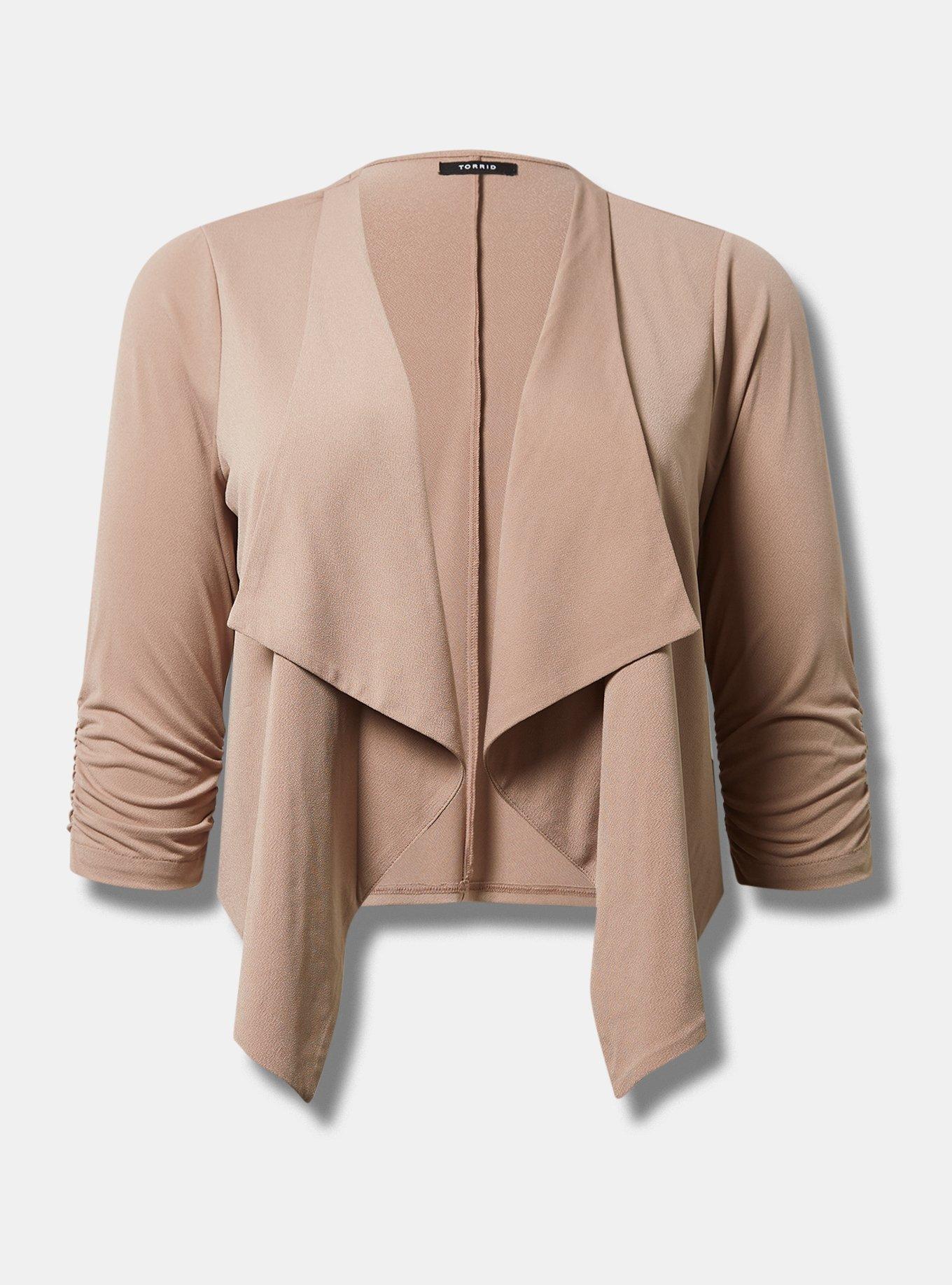 Pebble Crepe Drape Front Blazer