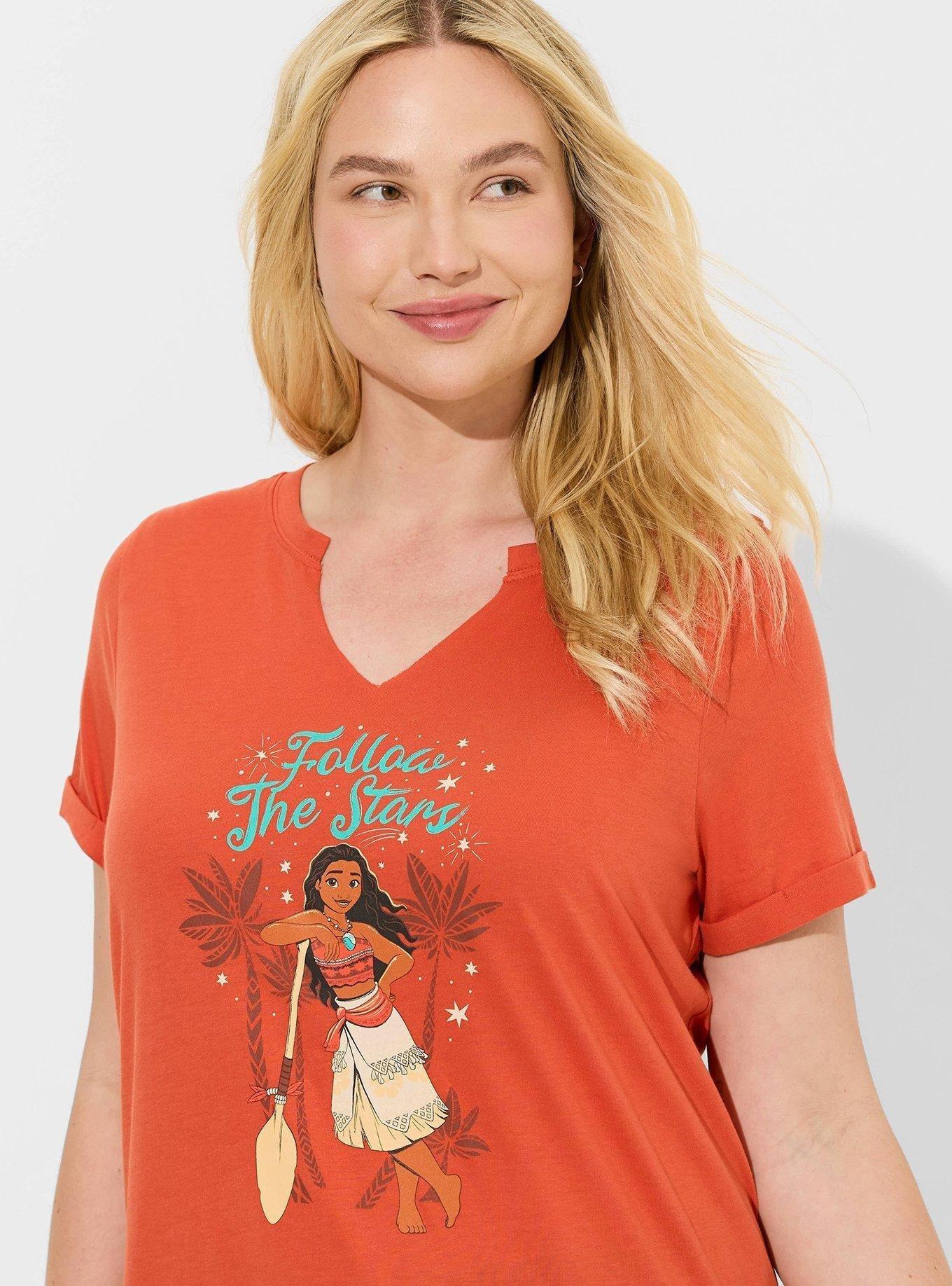 Disney Moana Classic Fit Cotton Clip Neck Top