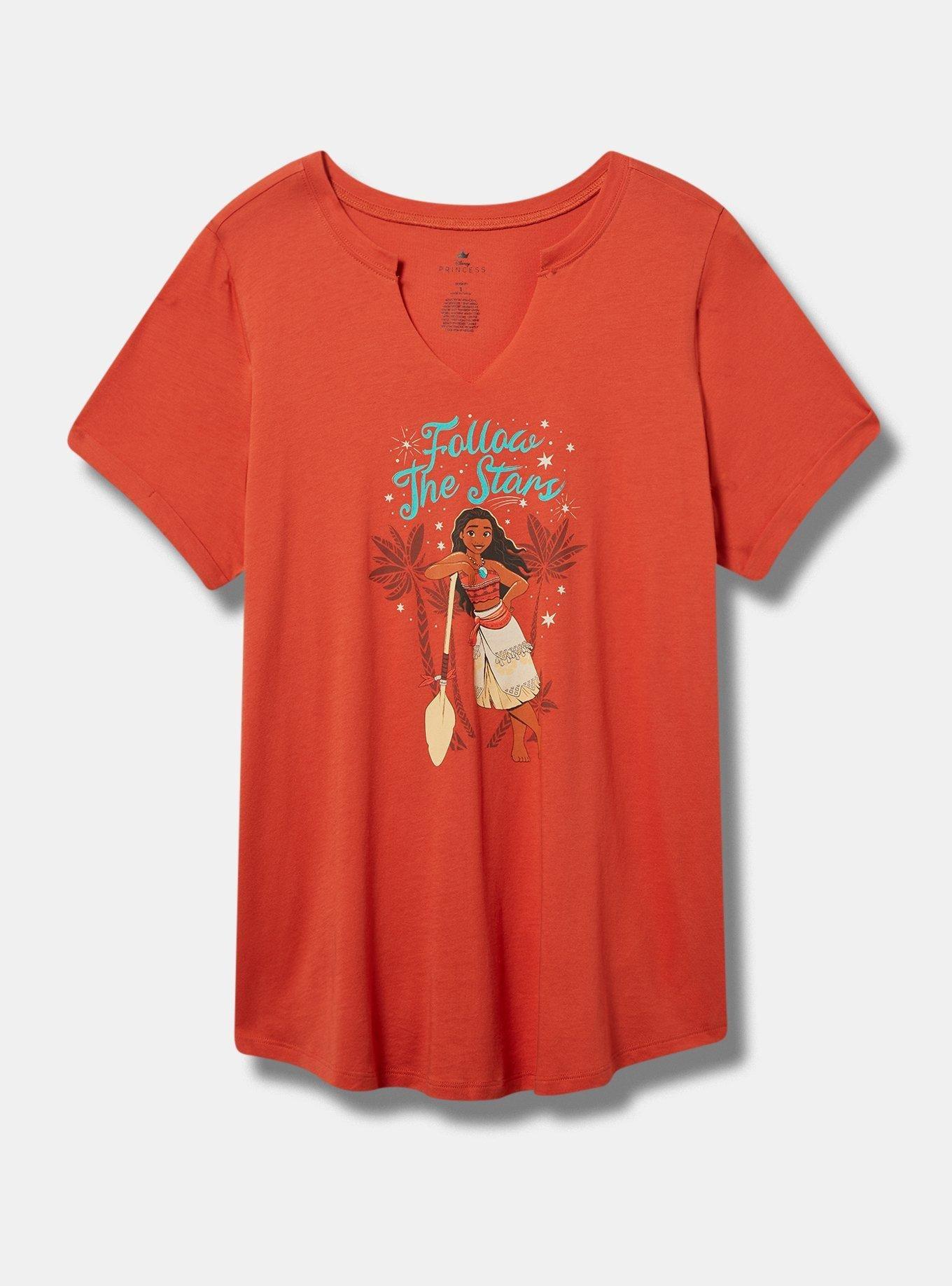 Disney Moana Classic Fit Cotton Clip Neck Top