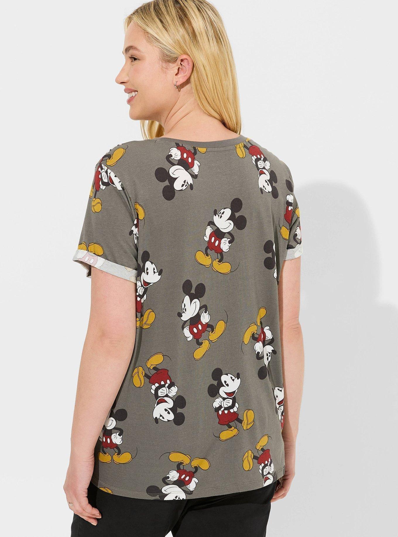 Disney Mickey Mouse Cotton Roll Sleeve Top