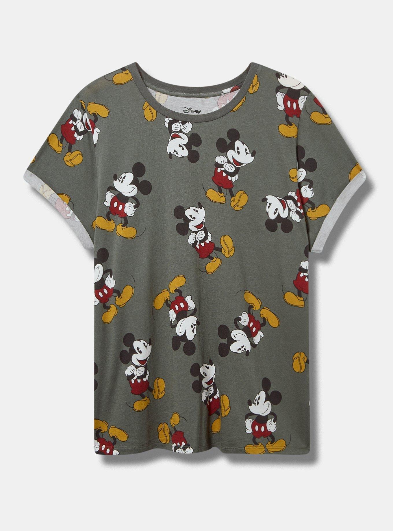 Disney Mickey Mouse Cotton Roll Sleeve Top