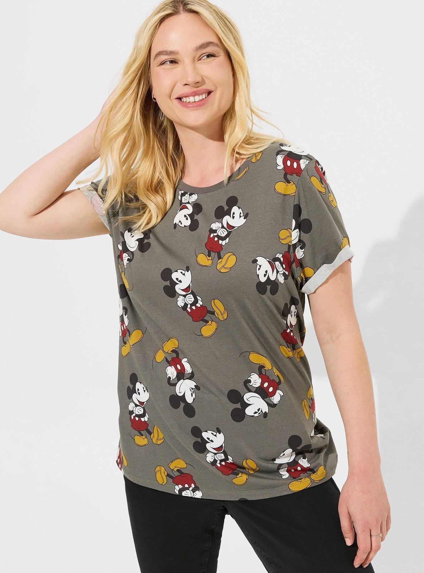 Disney Mickey Mouse Cotton Roll Sleeve Top