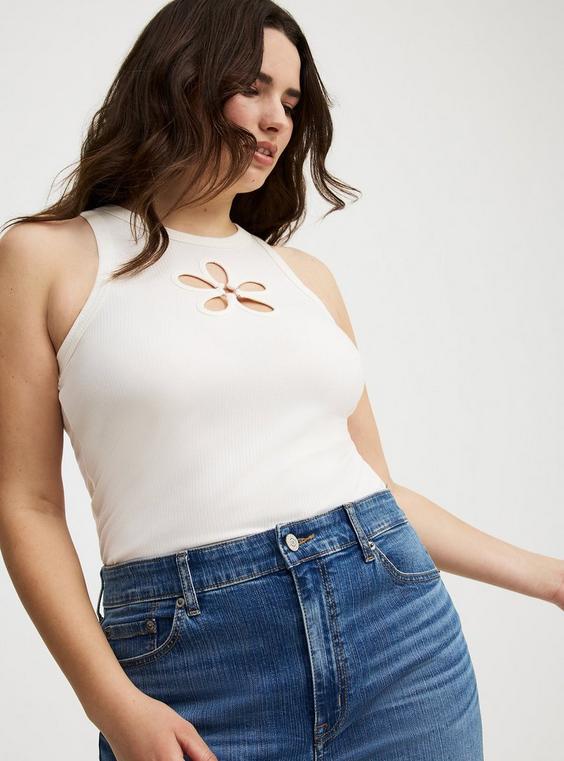 Plus Size - Flower O-Ring Rib Tank - Torrid Plus Size - Flower O-Ring Rib Tank - Torrid