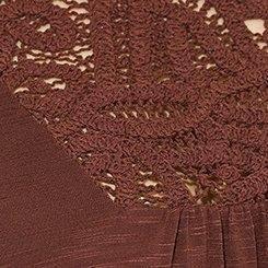 Super Soft Slub High Neck Crochet Cold Shoulder Top, DEEP MAHOGANY, swatch