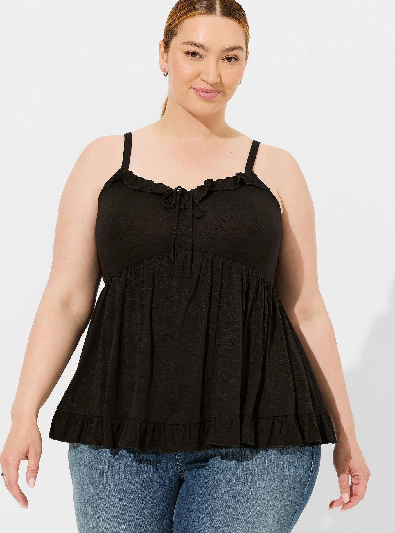 Super Soft Slub Sweetheart Tiered Ruffle Babydoll Top