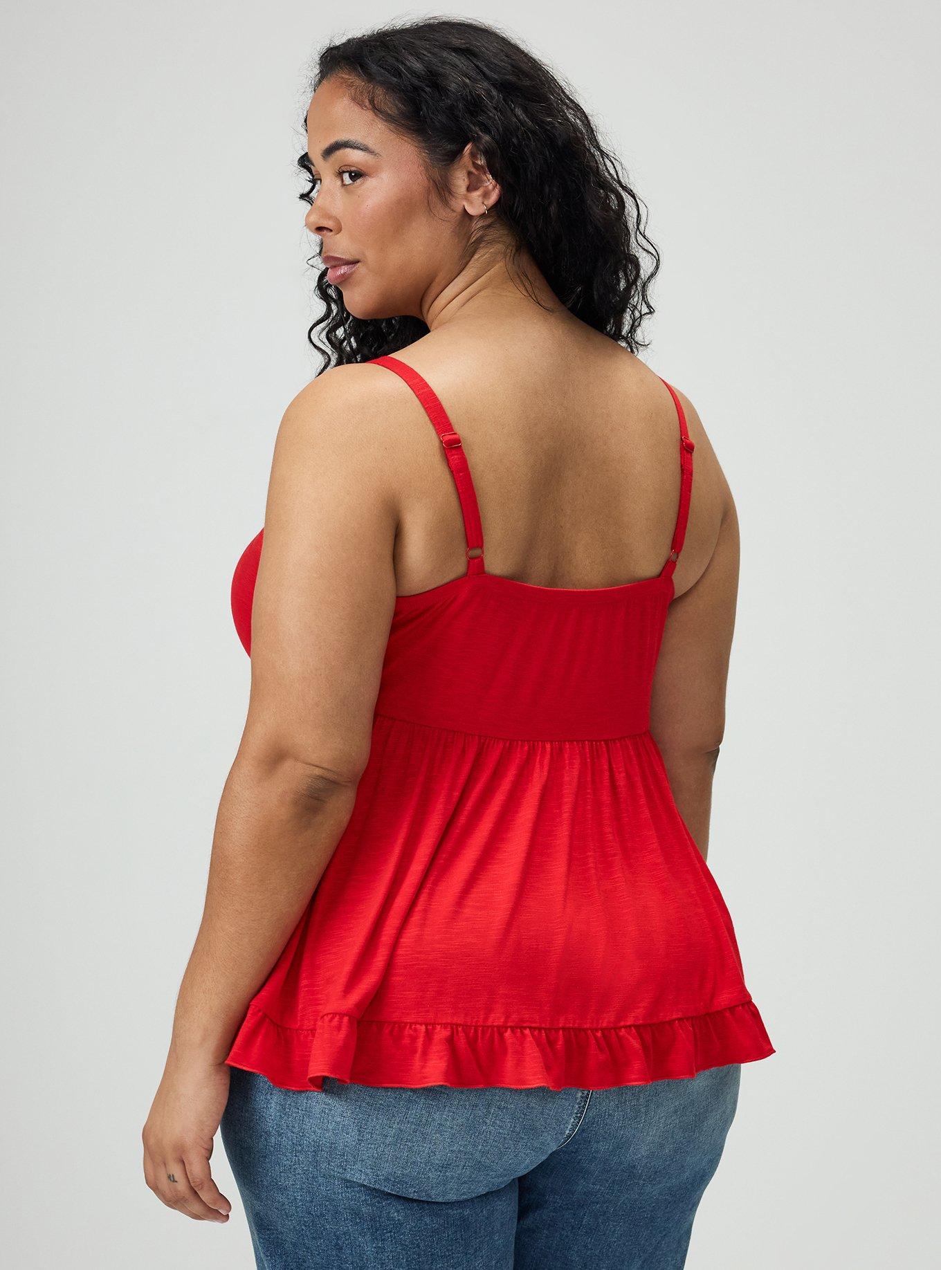 Super Soft Slub Ruffle Babydoll Top, ADRENALINE RUSH, alternate