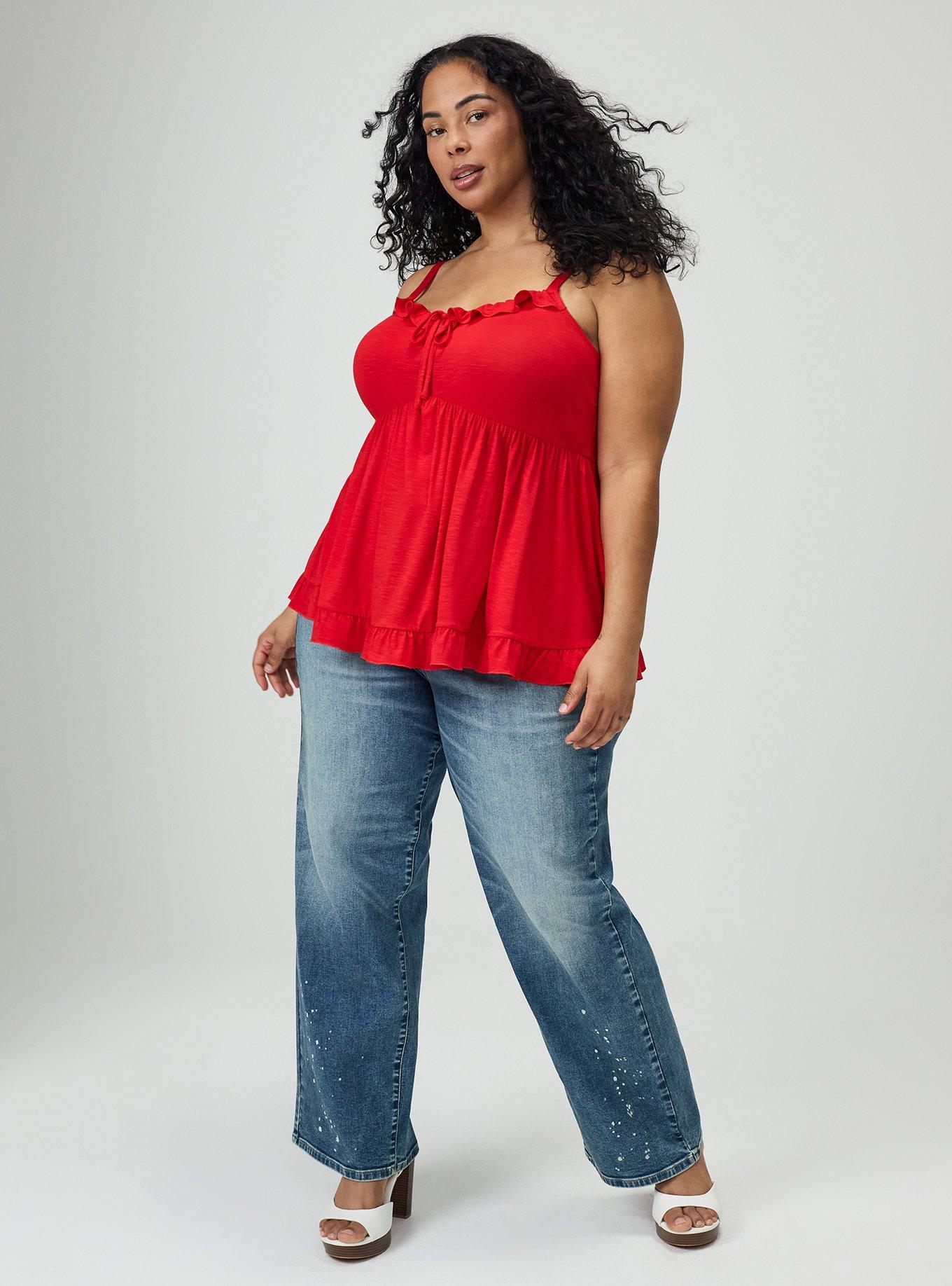 Super Soft Slub Ruffle Babydoll Top, ADRENALINE RUSH, alternate