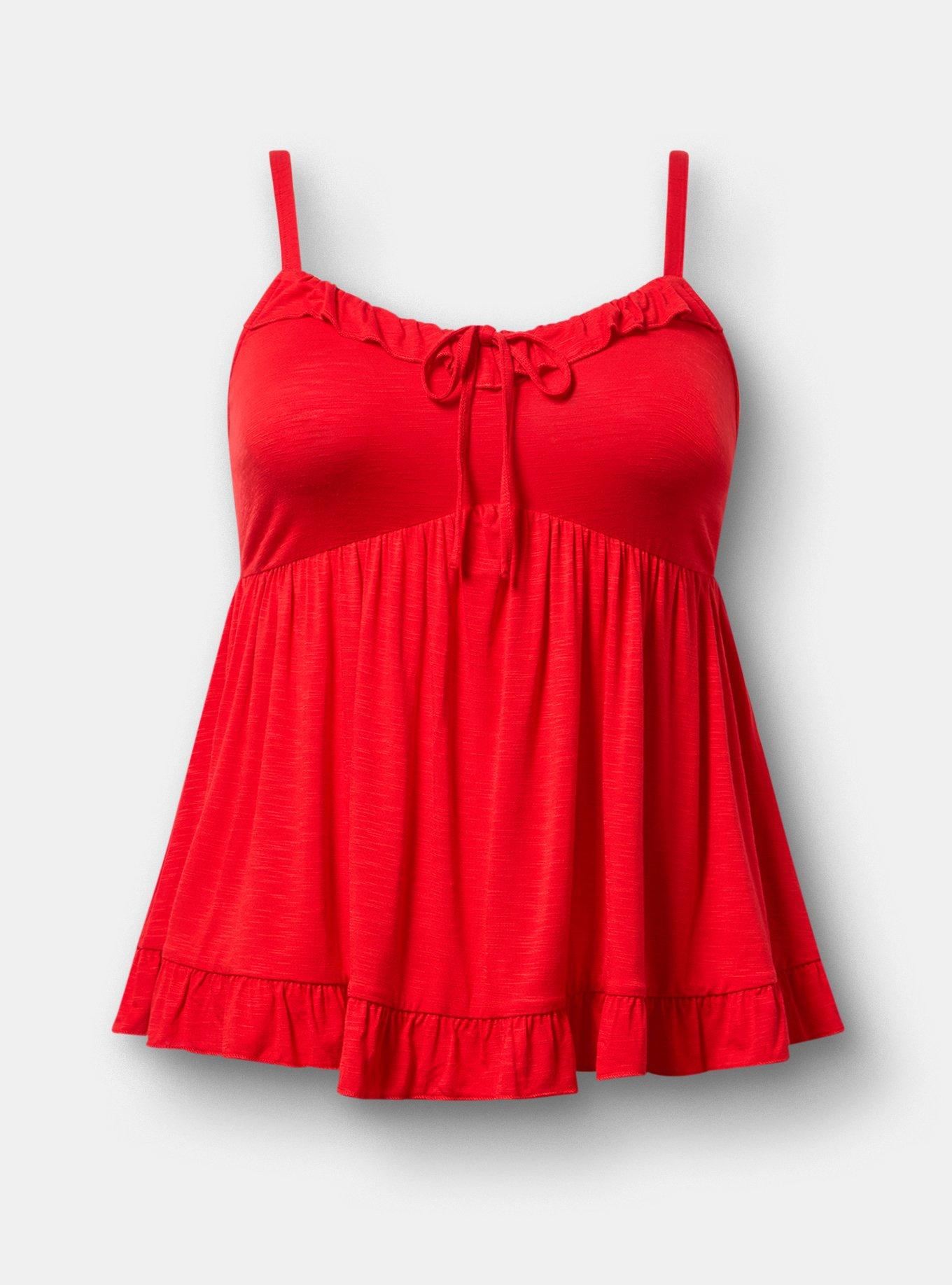 Super Soft Slub Ruffle Babydoll Top, ADRENALINE RUSH, hi-res