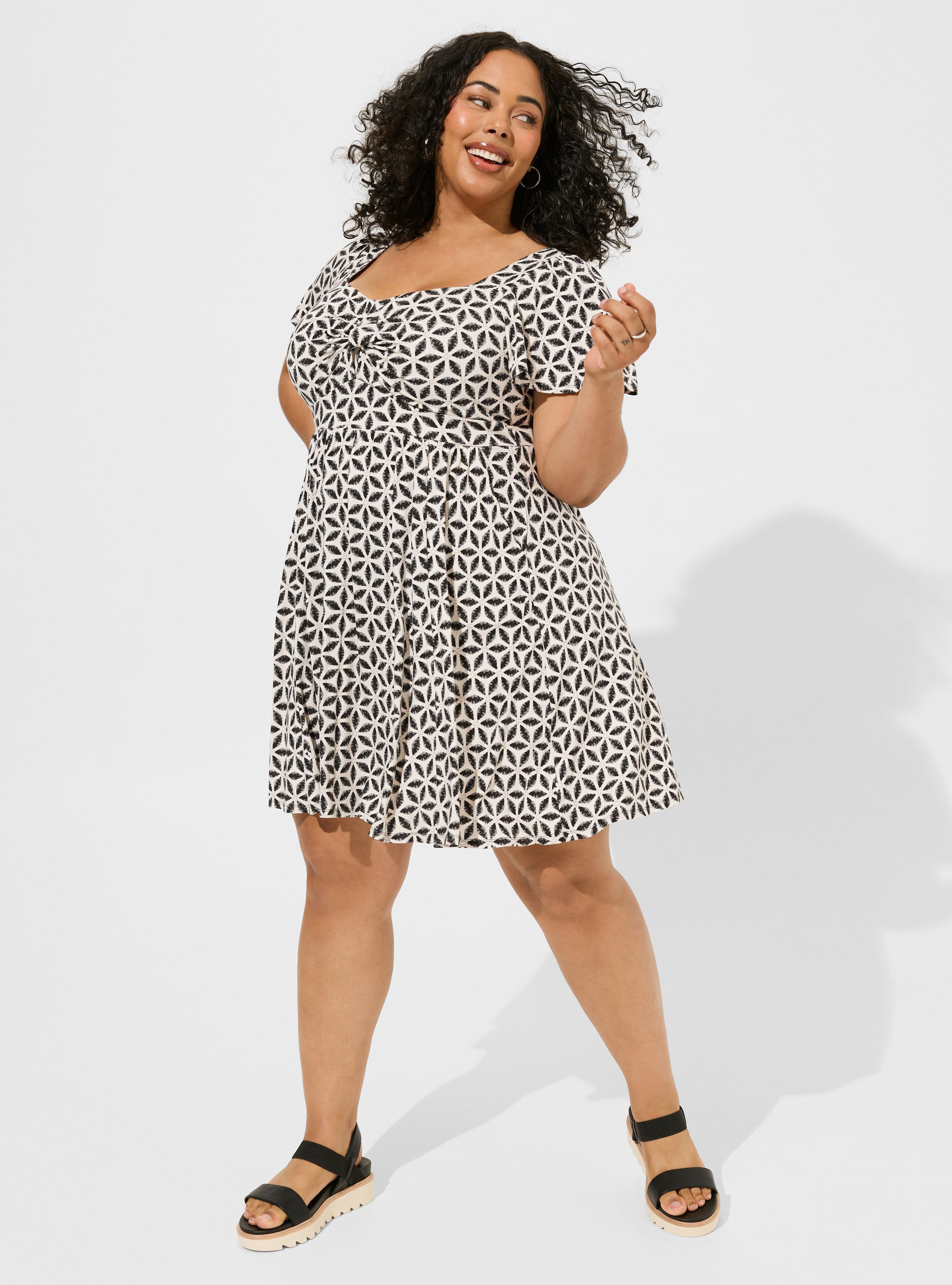 black and white skater dress plus size Torrid Plus Size 6X-30 Black White Striped Skater Dress, Pockets