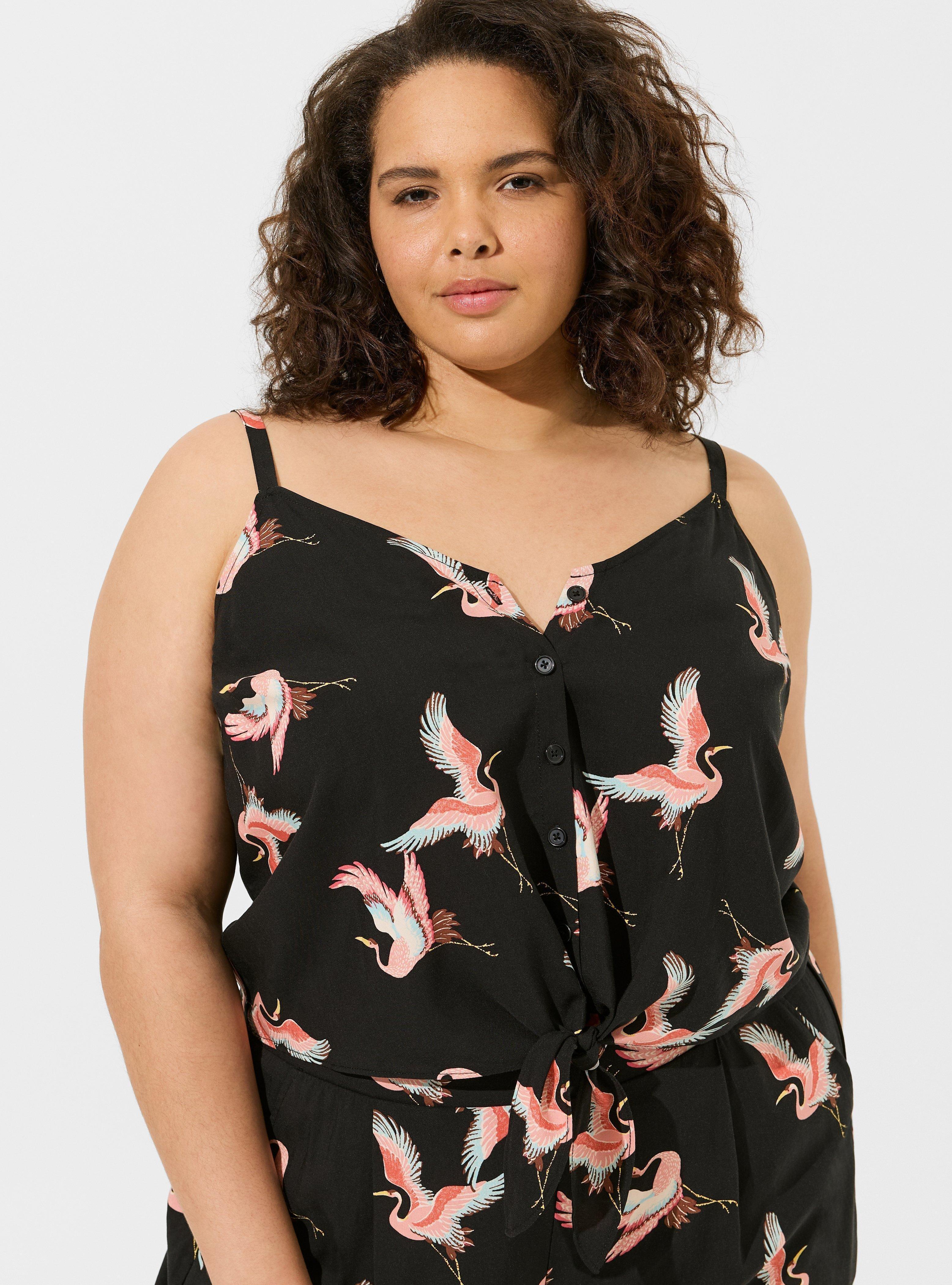 Challis Button Down Tie Front Crop
