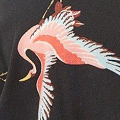 Challis Button Down Tie Front Crop, BRUSH CRANES DEEP BLACK, swatch