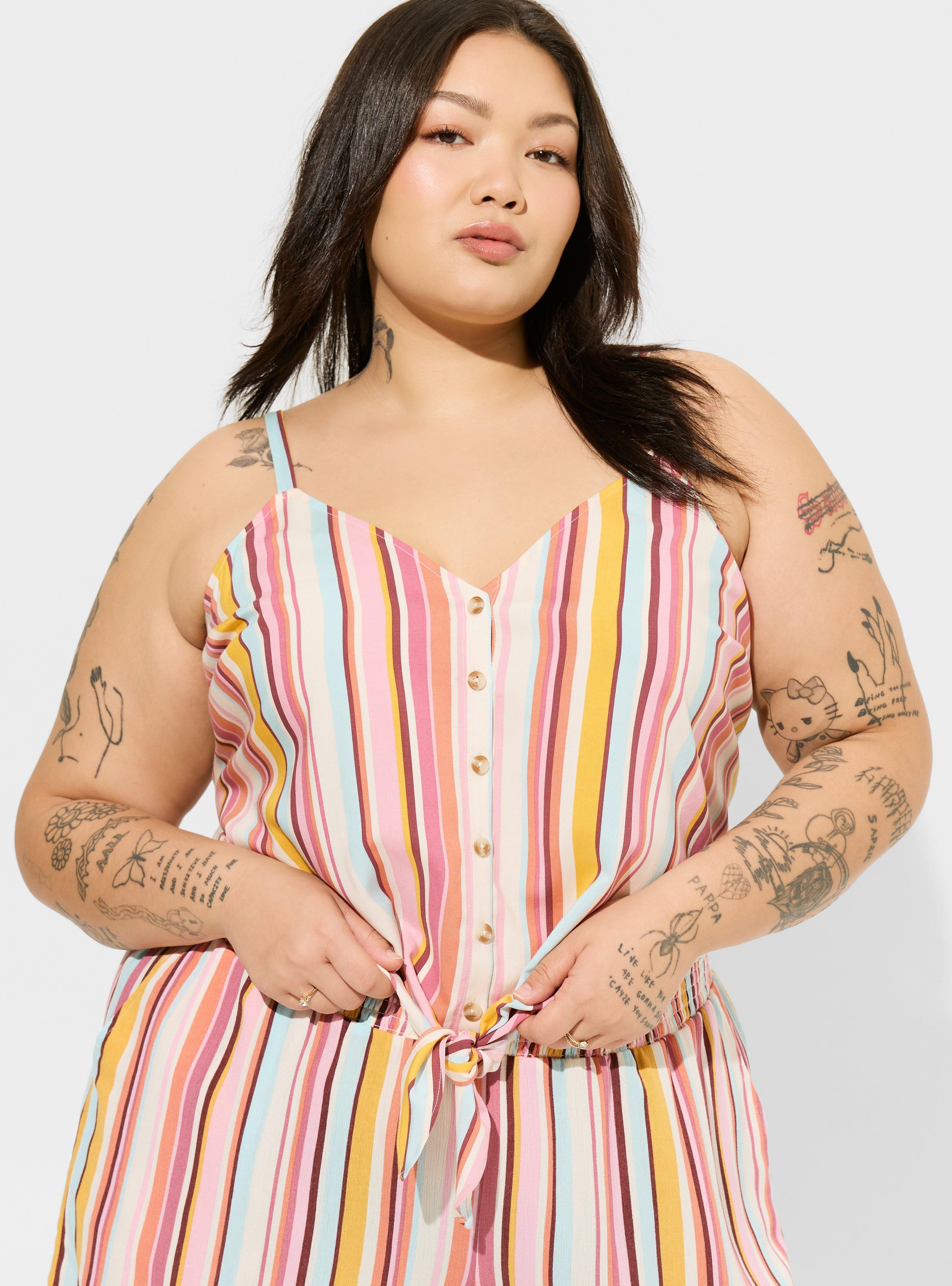 Challis Button Down Tie Front Crop