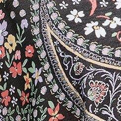Textured Chiffon Kimono, FLORAL PAISLEY DEEP BLACK, swatch