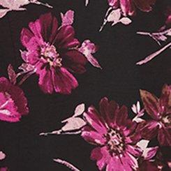 Textured  Chiffon Kimono, WHIMSICAL DAISY FLORAL BLACK, swatch