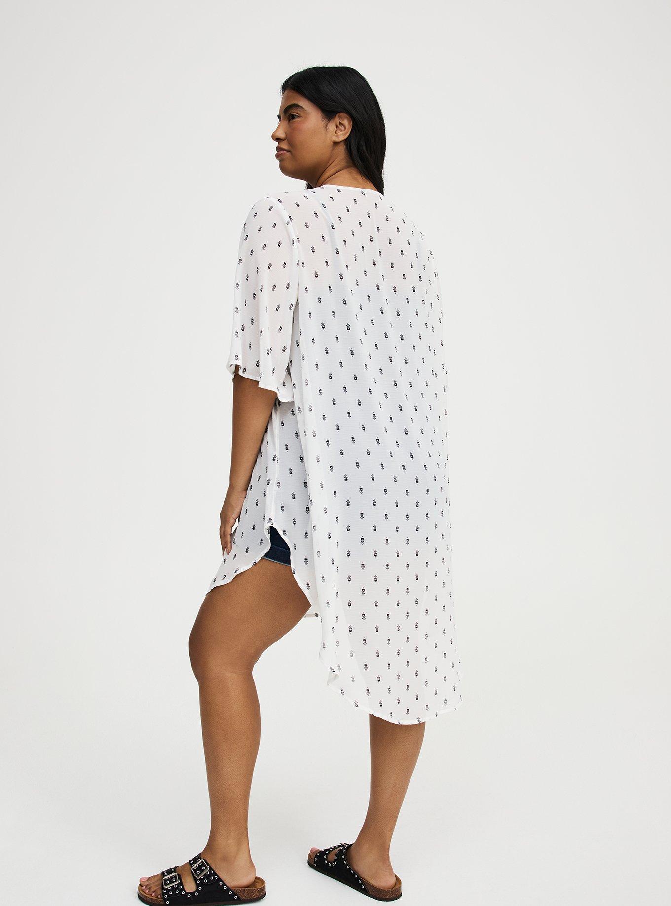 Textured  Chiffon Kimono, TOVA MOTIFS IVORY, alternate