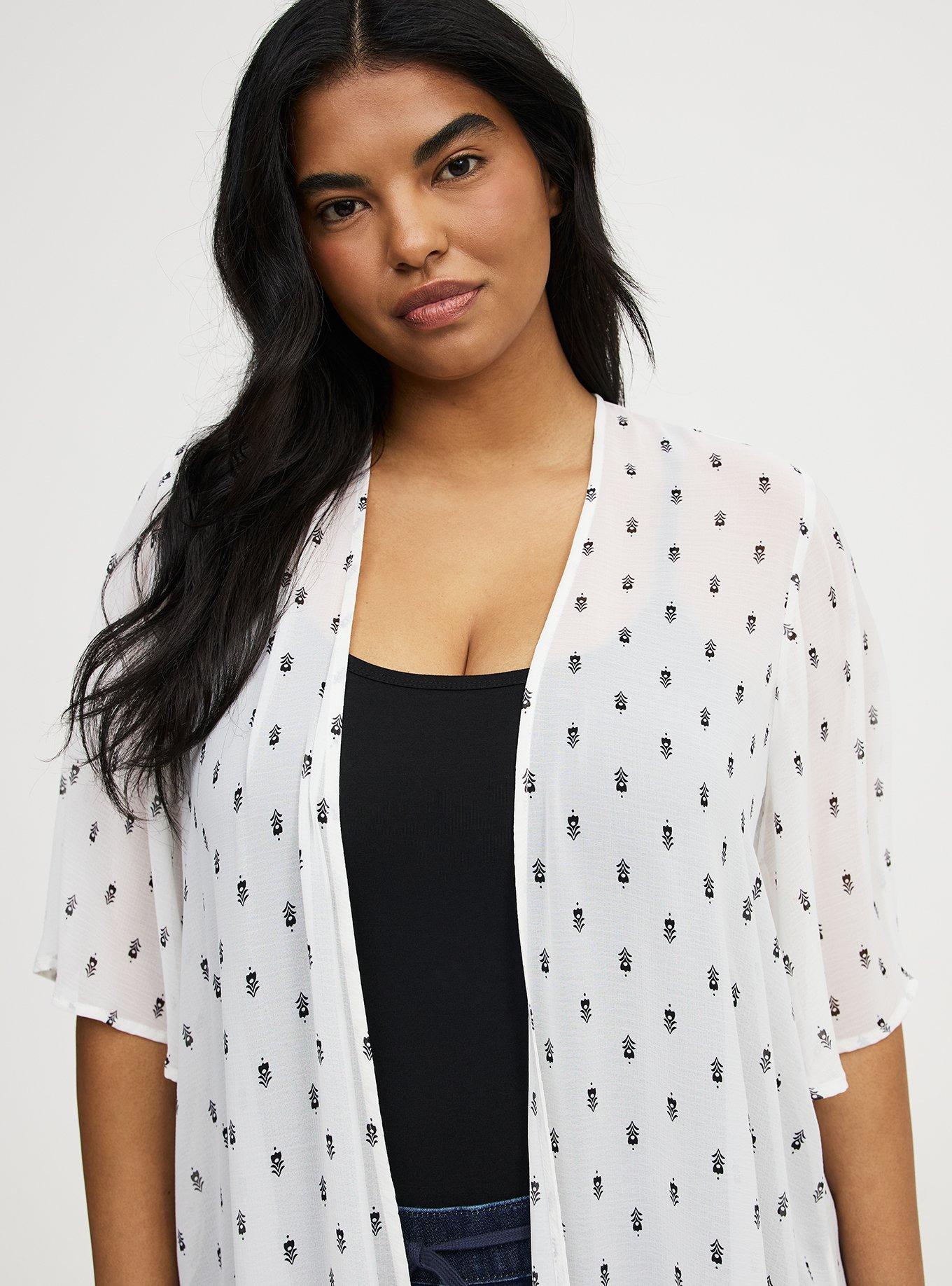 Textured  Chiffon Kimono, TOVA MOTIFS IVORY, alternate