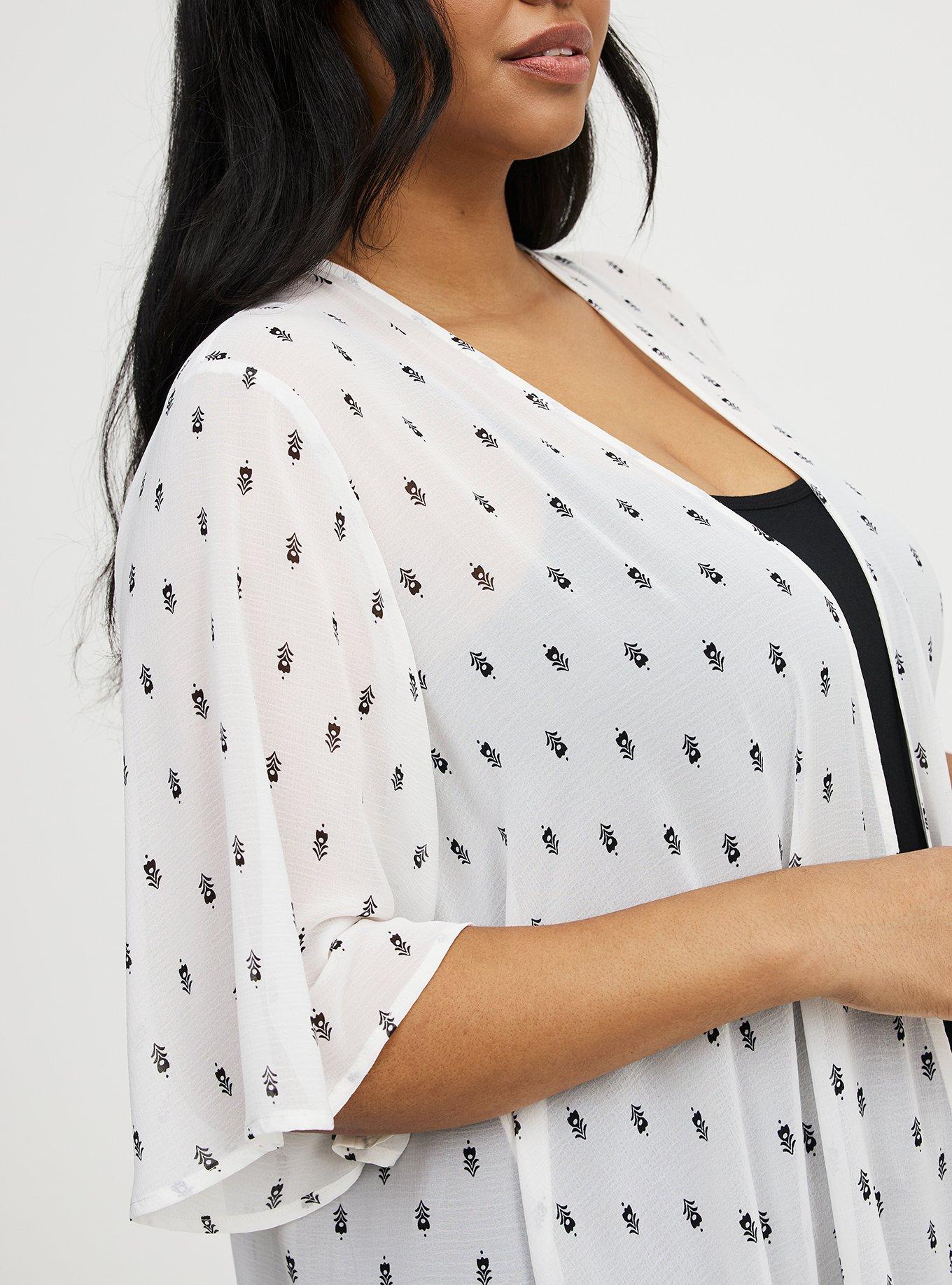 Textured  Chiffon Kimono, TOVA MOTIFS IVORY, alternate