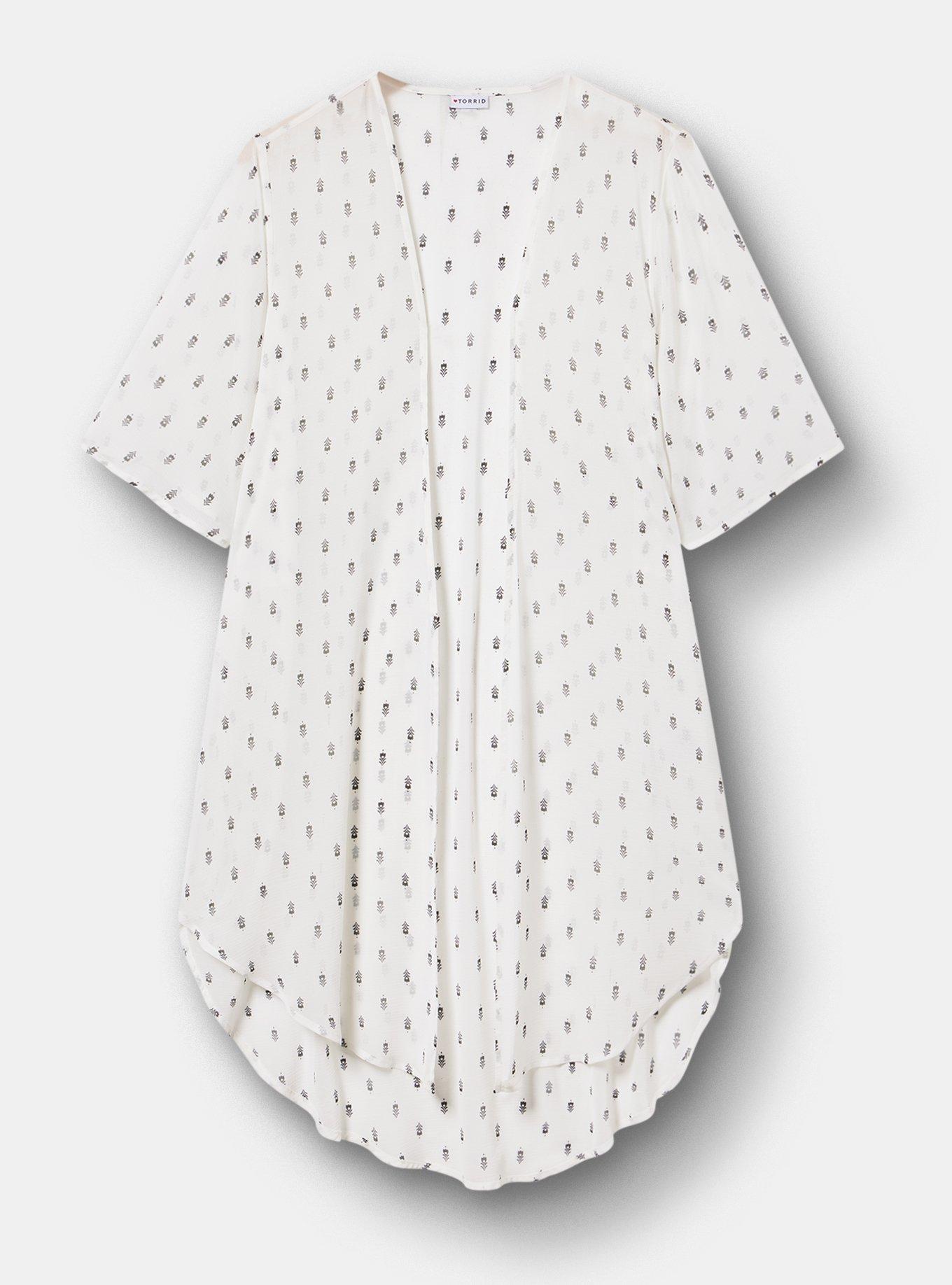 Textured  Chiffon Kimono, TOVA MOTIFS IVORY, hi-res