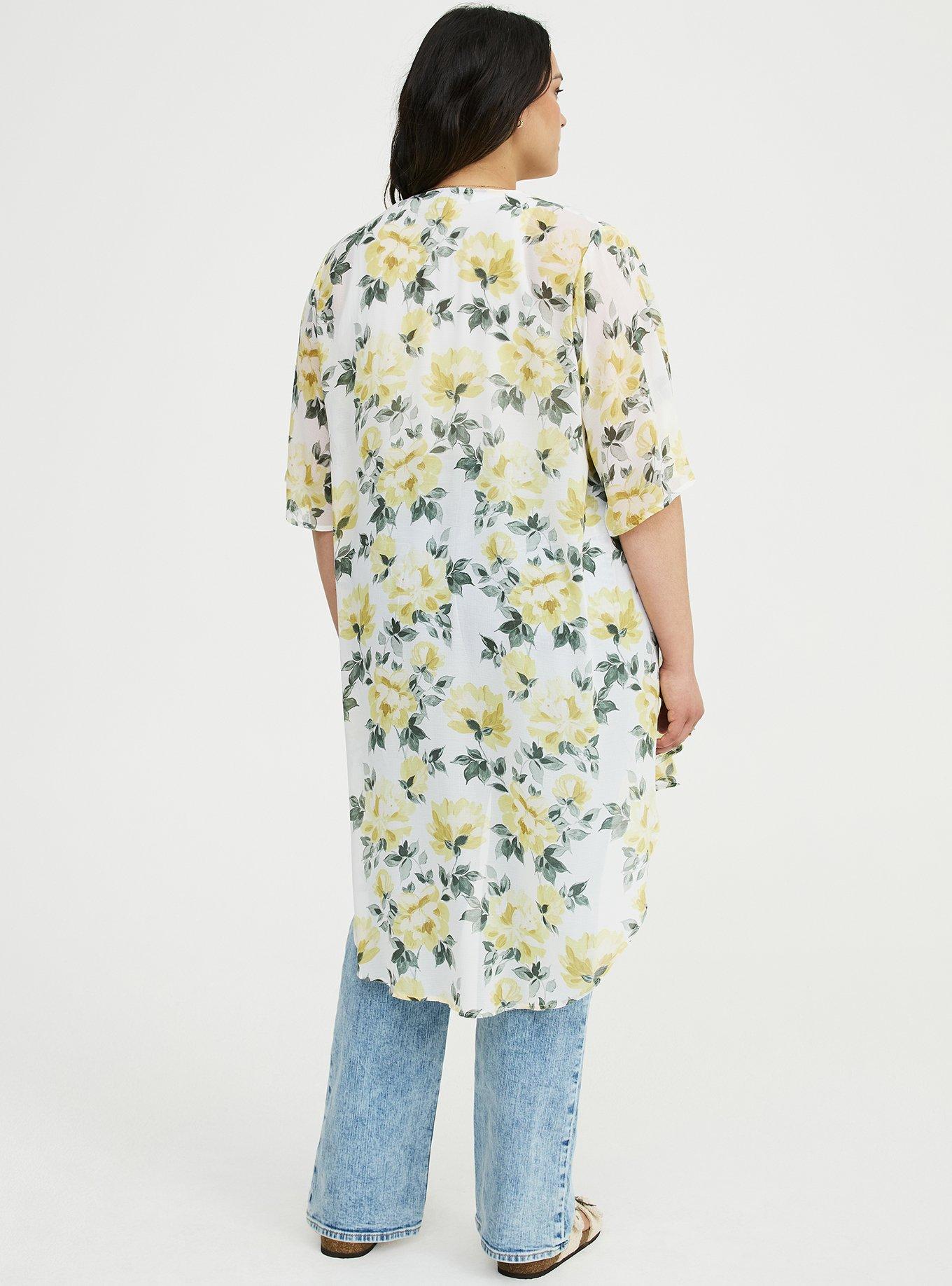 Textured  Chiffon Kimono, ZELENA FLORAL YELLOW, alternate