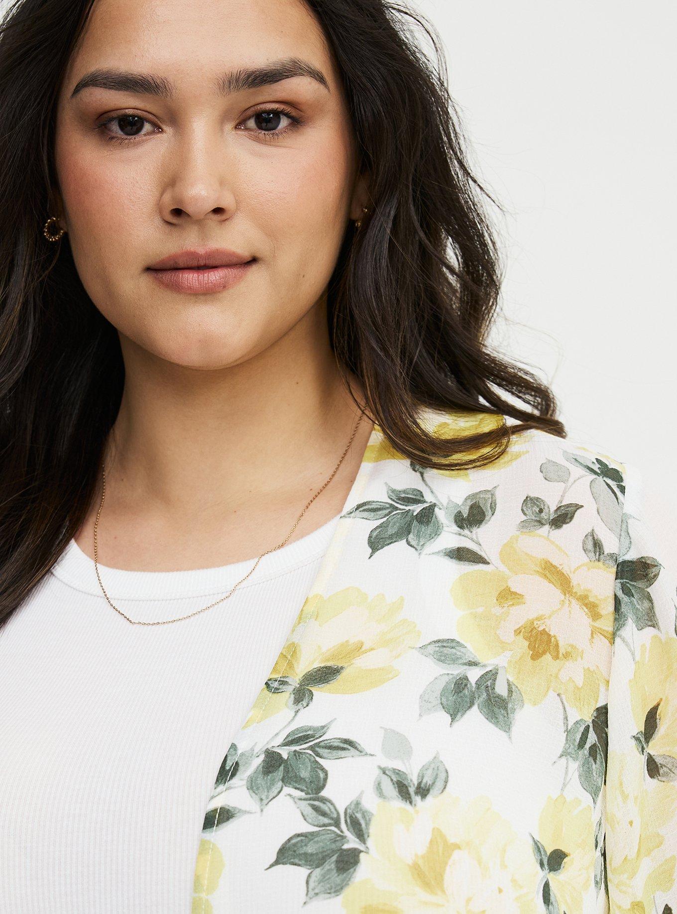 Textured  Chiffon Kimono, ZELENA FLORAL YELLOW, alternate