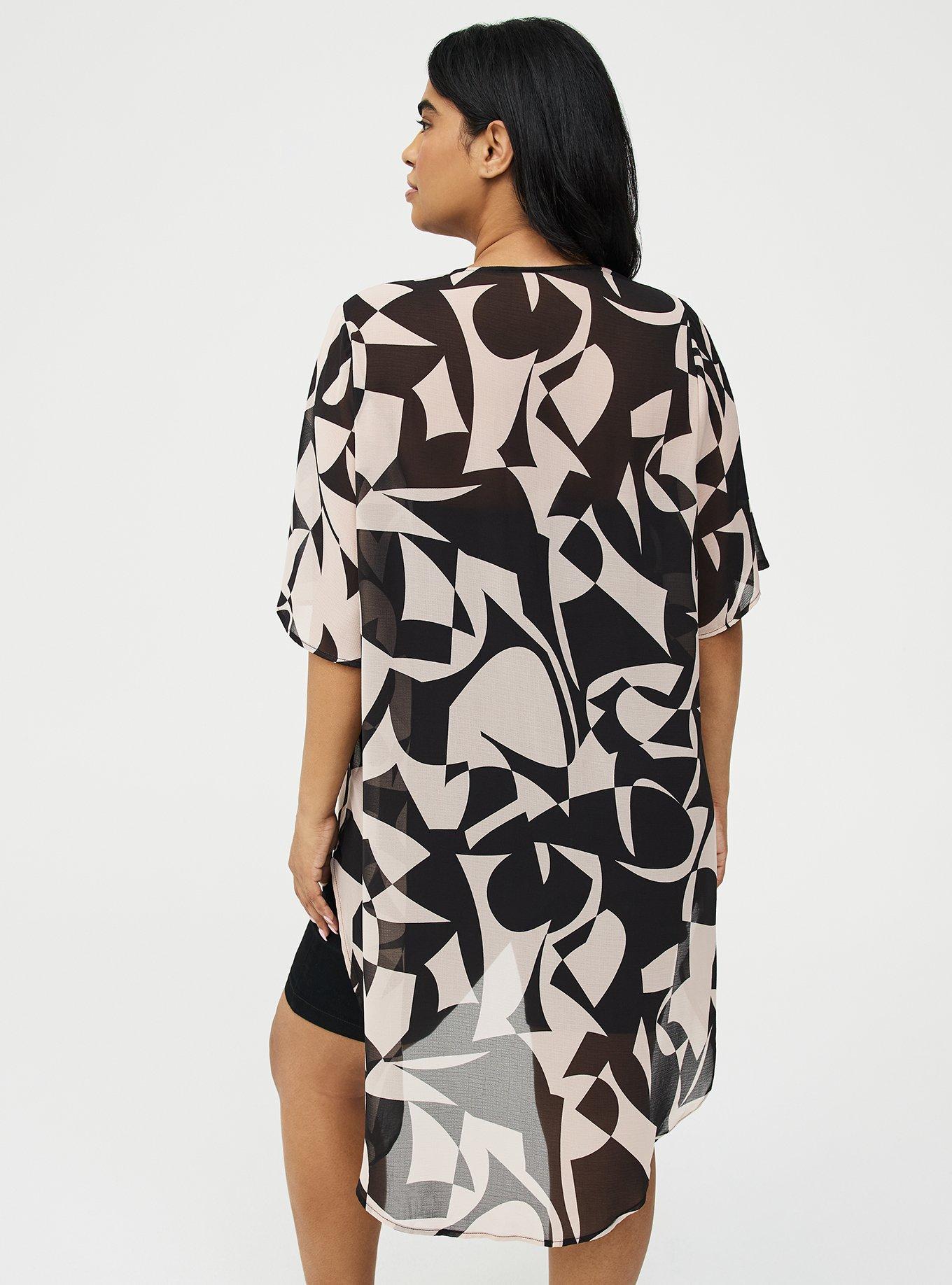 Textured  Chiffon Kimono, CALI GEO TAN, alternate