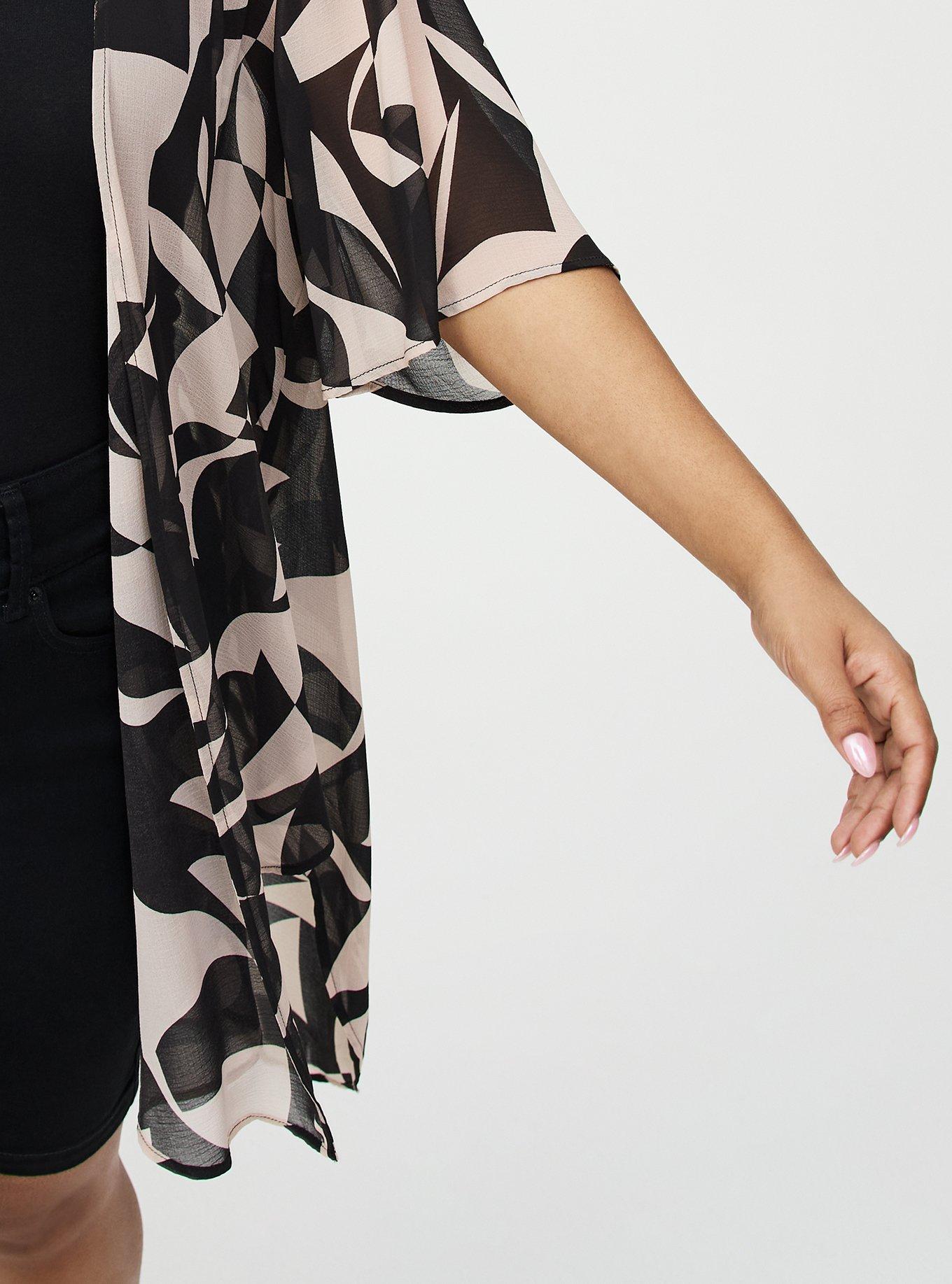 Textured  Chiffon Kimono, CALI GEO TAN, alternate