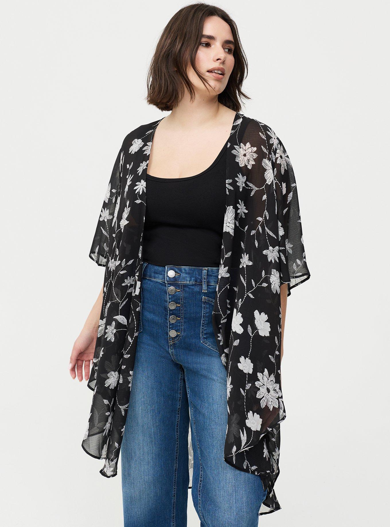 Textured  Chiffon Kimono, IN STITCHES FLORAL, alternate
