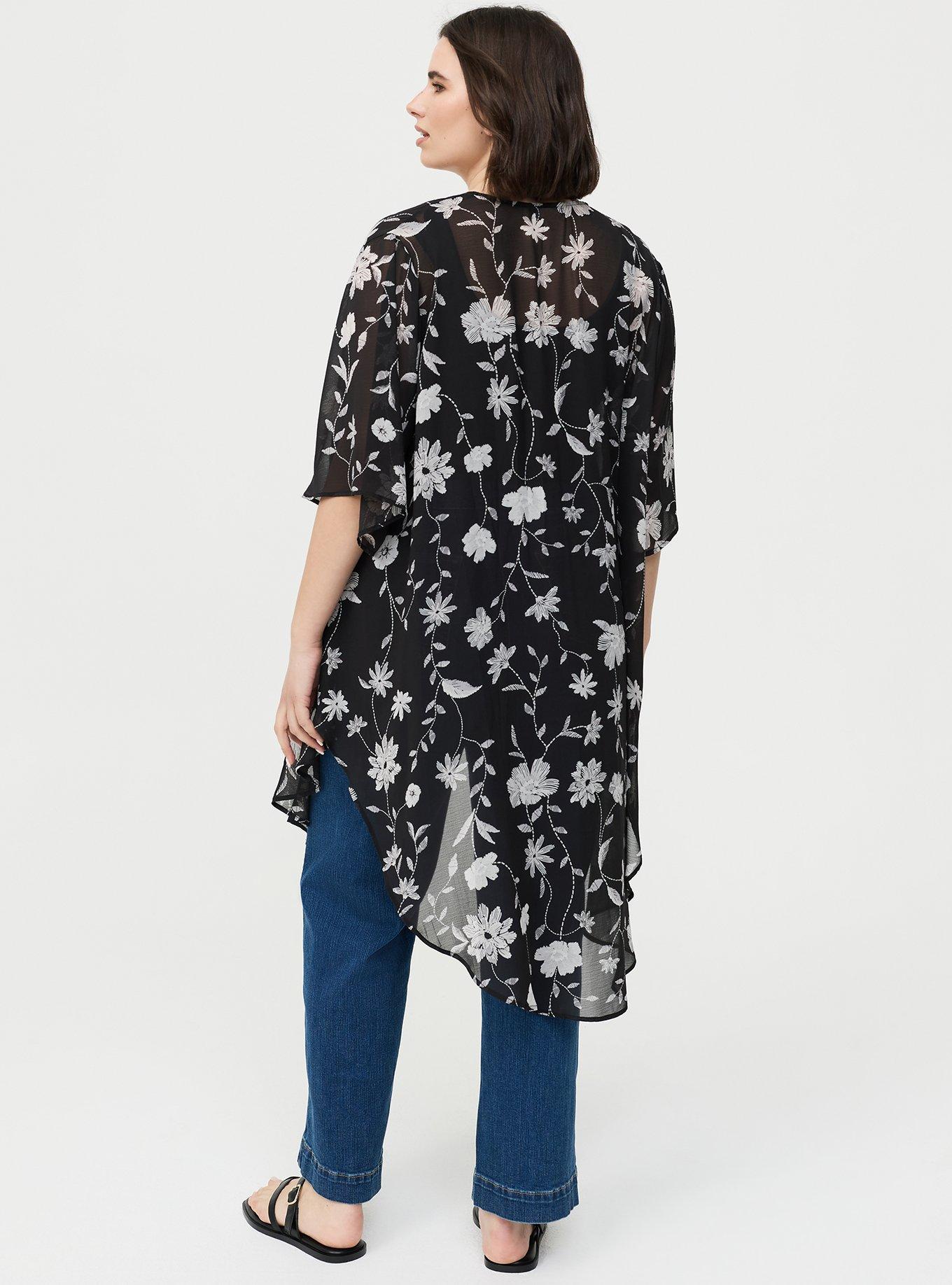 Textured  Chiffon Kimono, IN STITCHES FLORAL, alternate