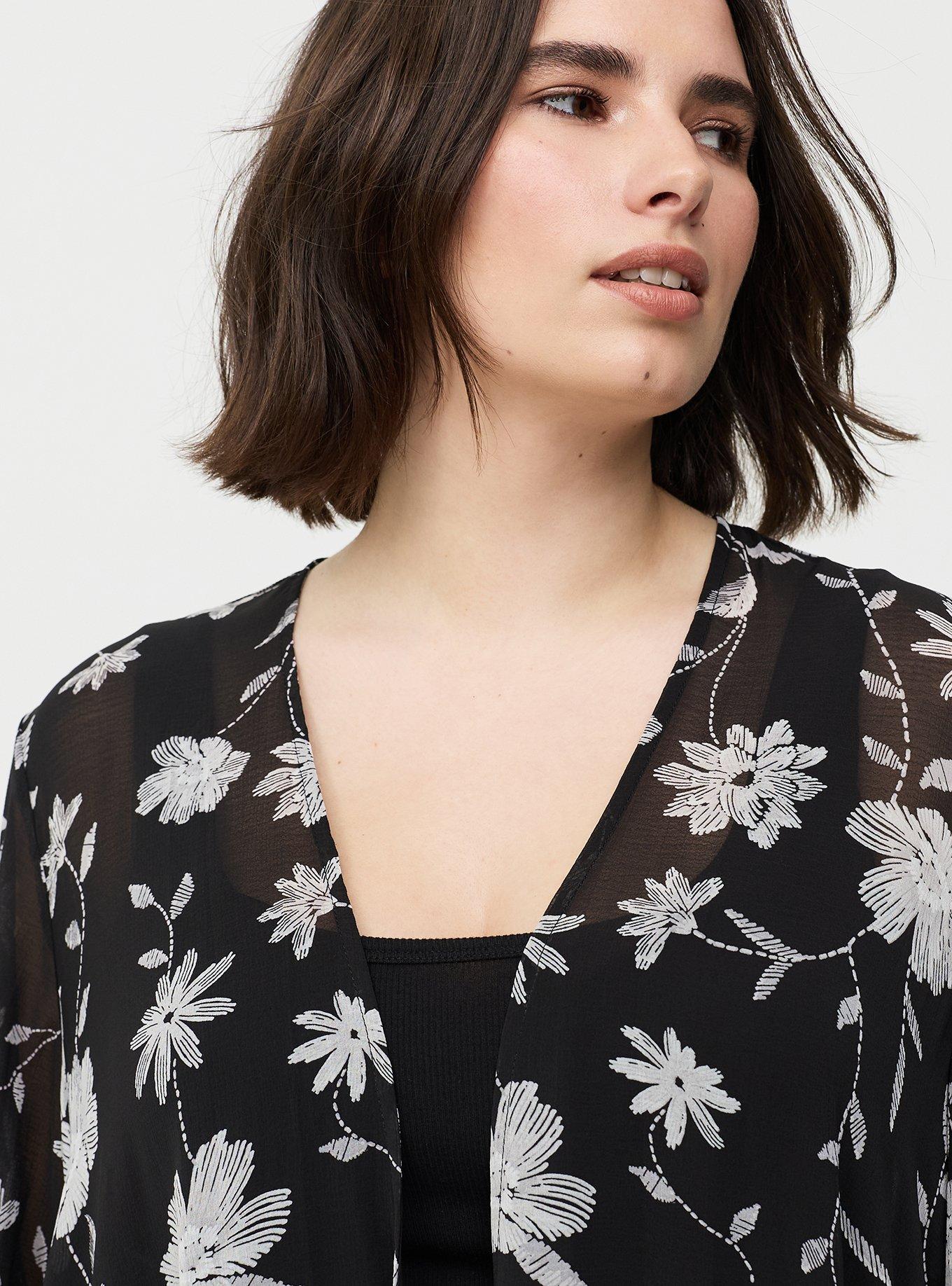 Textured  Chiffon Kimono, IN STITCHES FLORAL, alternate